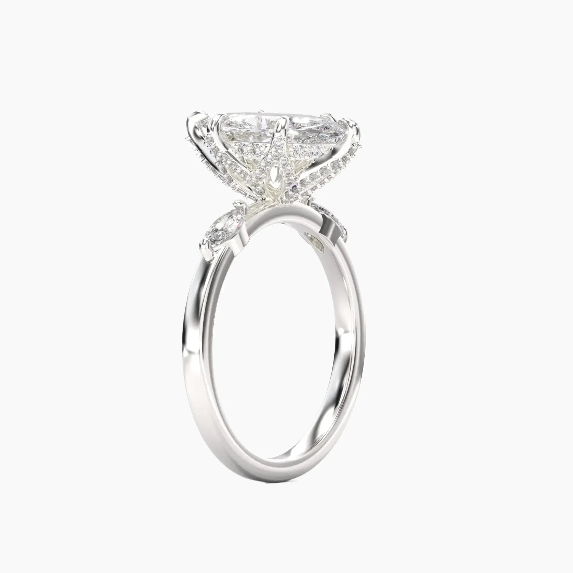 Auracle Marquise Hidden Halo 2.5 Carat Lab Grown Diamond Engagement Ring in 18K Yellow Gold