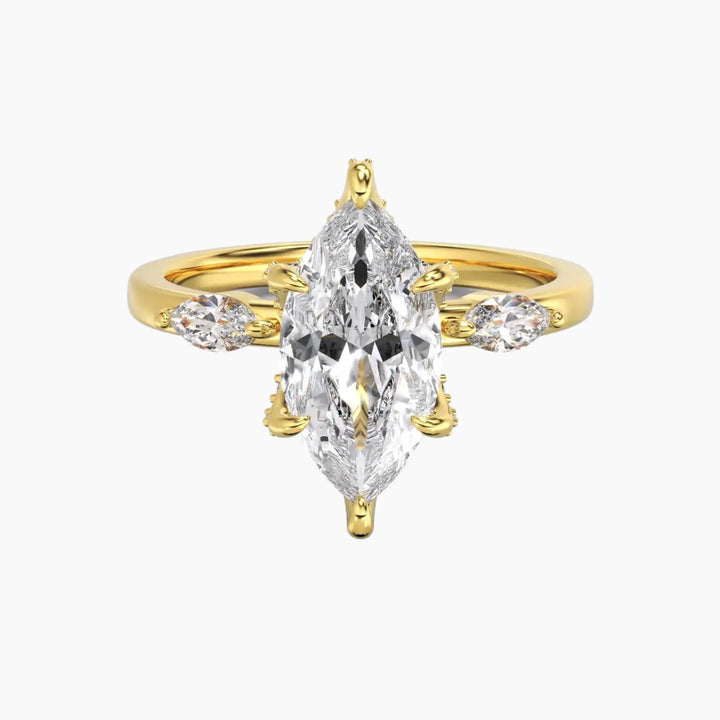 Auracle Marquise Hidden Halo 1.5 Carat Lab Grown Diamond Engagement Ring in 18K Yellow Gold