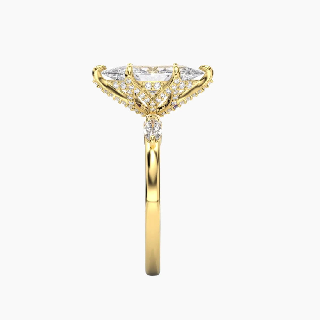 Auracle Marquise Hidden Halo 3 Carat Lab Grown Diamond Engagement Ring in 14K White Gold