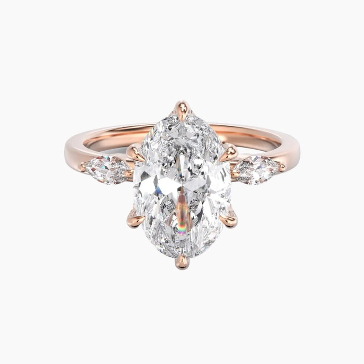 Auracle Oval Hidden Halo 1 Carat Lab Grown Diamond Engagement Ring in 18K Rose Gold