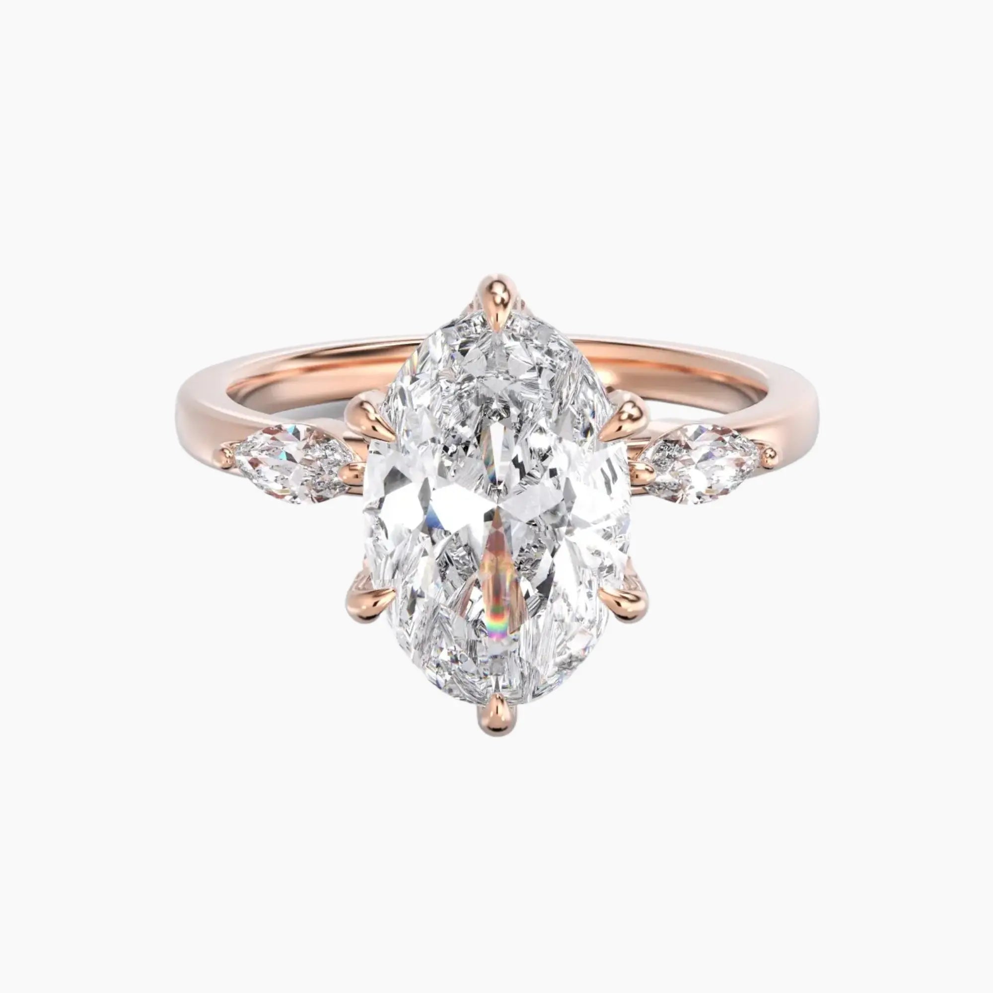Auracle Oval Hidden Halo 2.5 Carat Lab Grown Diamond Engagement Ring in 14K Rose Gold