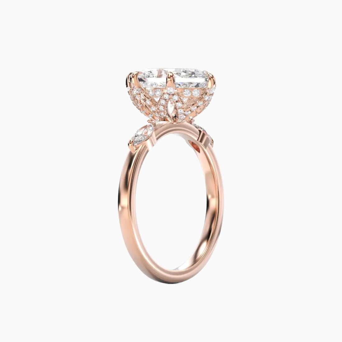 Auracle Oval Hidden Halo 1 Carat Lab Grown Diamond Engagement Ring in 18K Rose Gold