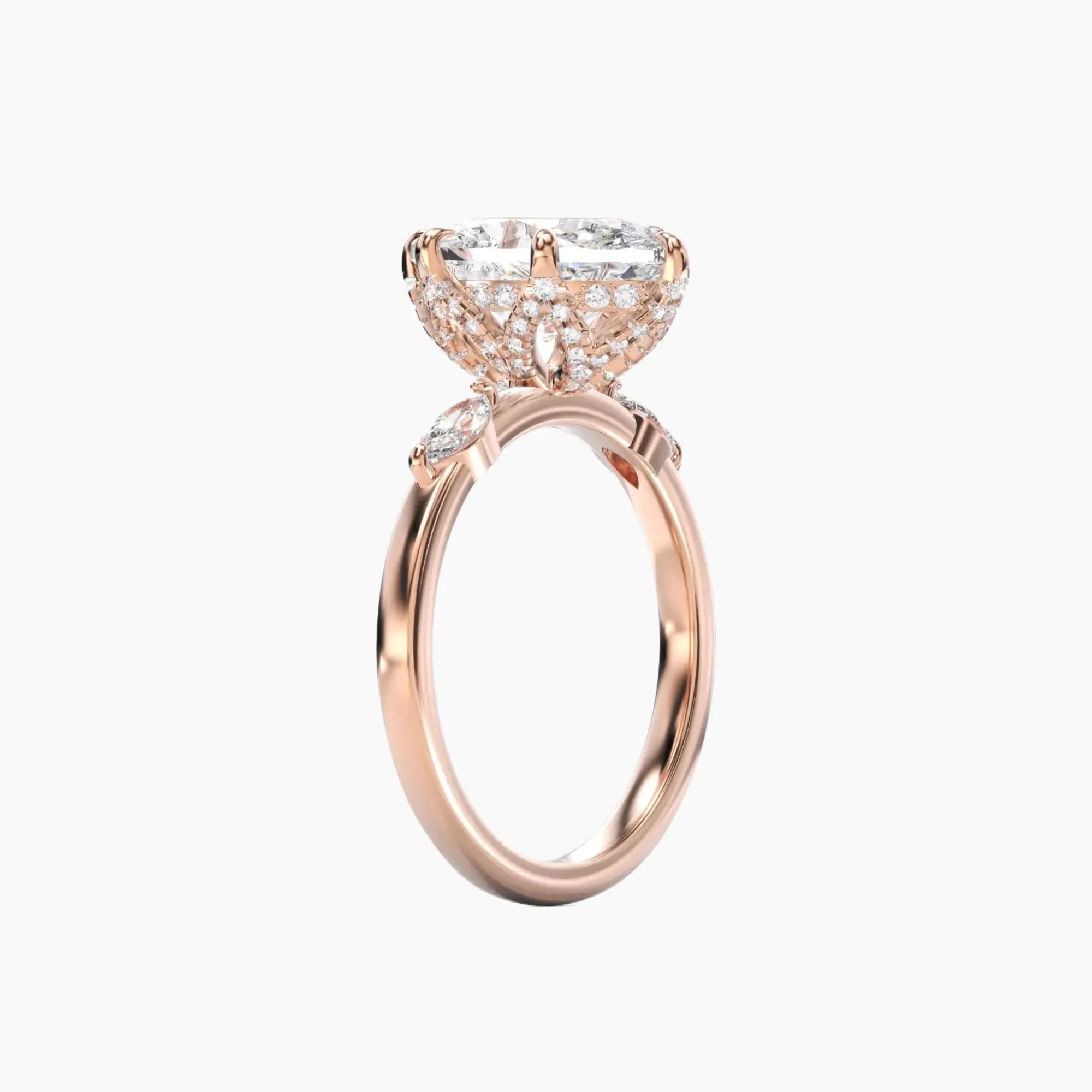 Auracle Oval Hidden Halo 2 Carat Lab Grown Diamond Engagement Ring in 18K Yellow Gold