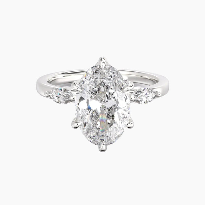 Auracle Oval Hidden Halo 2.5 Carat Lab Grown Diamond Engagement Ring in 14K White Gold