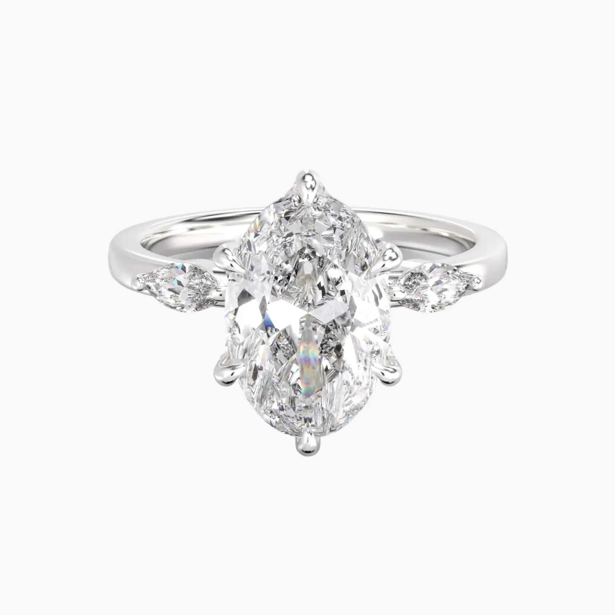 Auracle Oval Hidden Halo 1.5 Carat Lab Grown Diamond Engagement Ring in 18K White Gold
