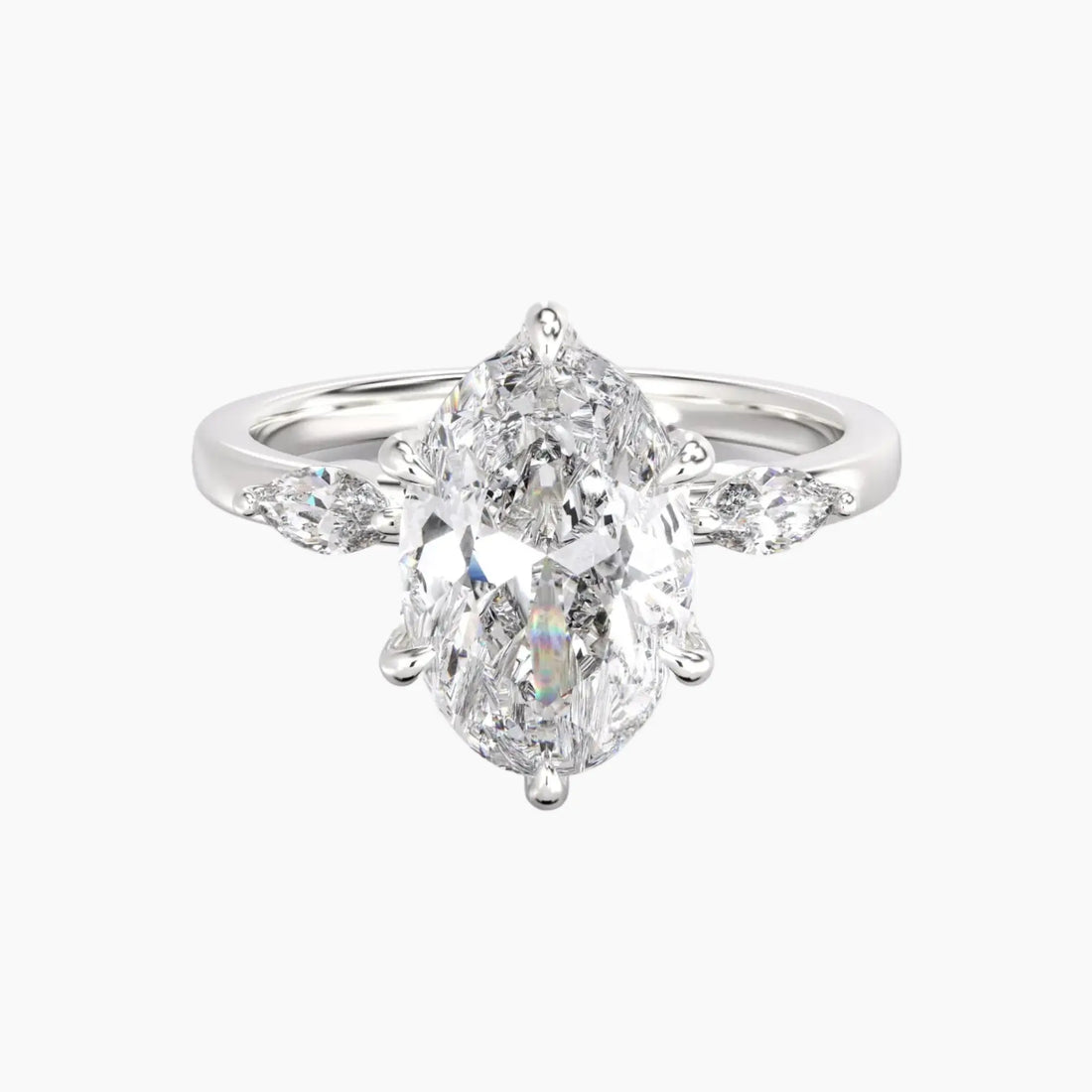 Auracle Oval Hidden Halo 1.5 Carat Lab Grown Diamond Engagement Ring in 18K White Gold