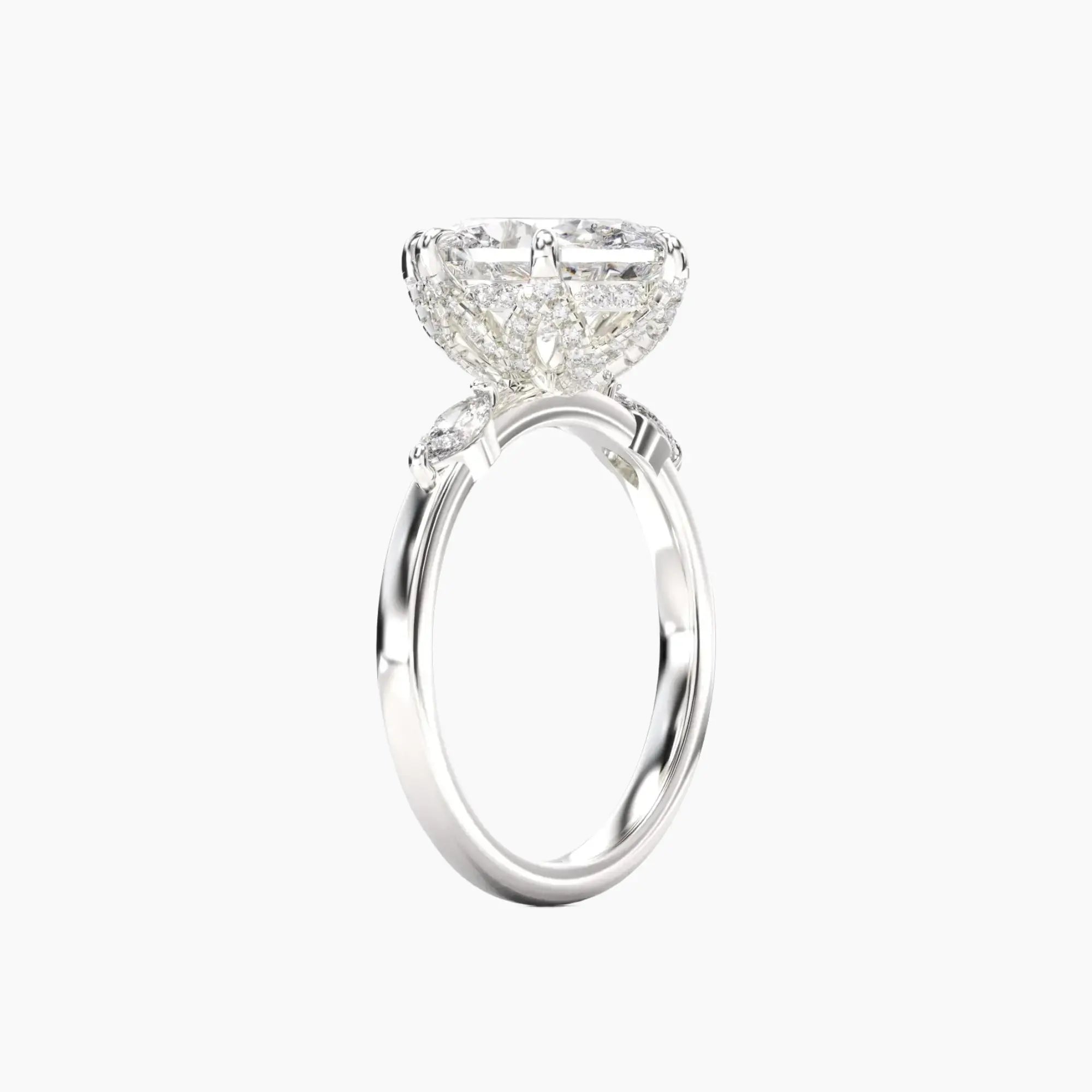 Auracle Oval Hidden Halo 1.5 Carat Lab Grown Diamond Engagement Ring in 14K White Gold