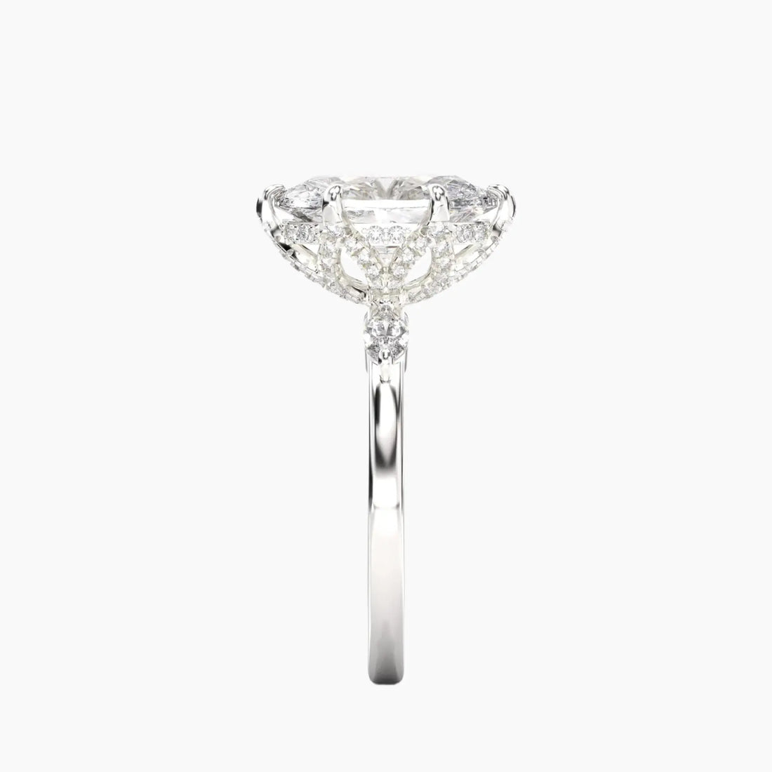 Auracle Oval Hidden Halo 2 Carat Lab Grown Diamond Engagement Ring in 18K Yellow Gold