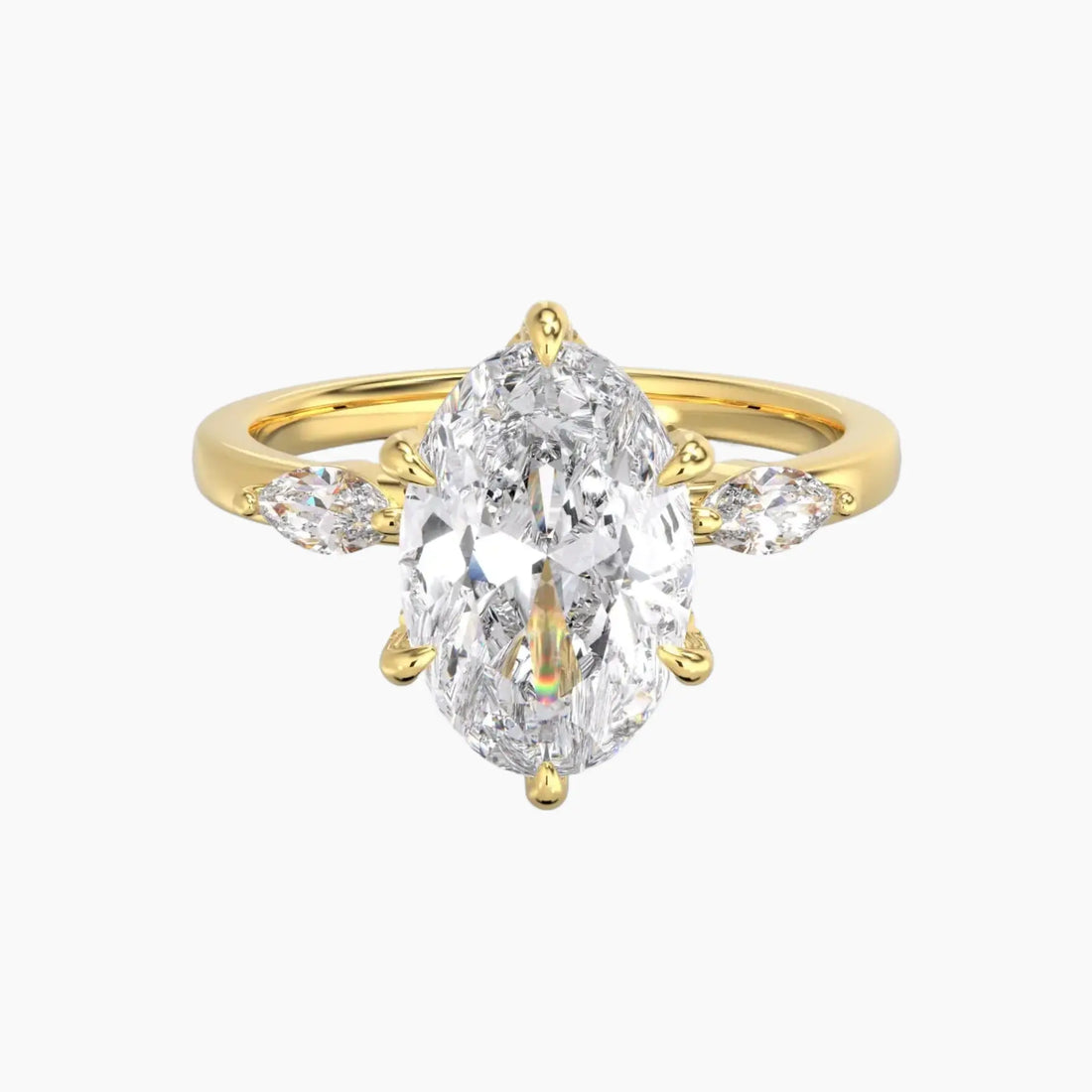 Auracle Oval Hidden Halo 2 Carat Lab Grown Diamond Engagement Ring in 18K Yellow Gold