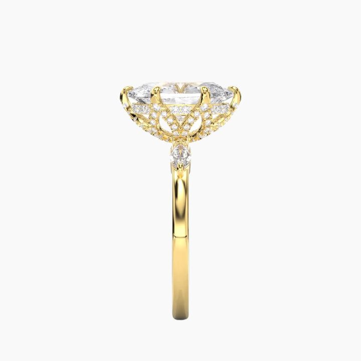 Auracle Oval Hidden Halo 3 Carat Lab Grown Diamond Engagement Ring in 14K Rose Gold