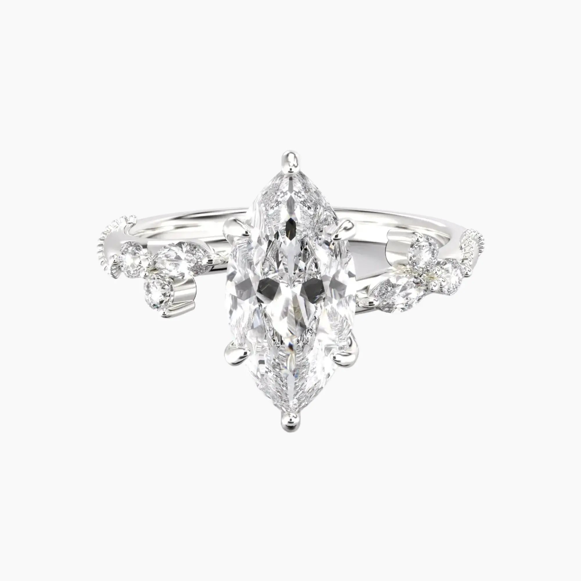Chantilly Marquise Unique 1 Carat Lab Grown Diamond Engagement Ring in 18K Rose Gold
