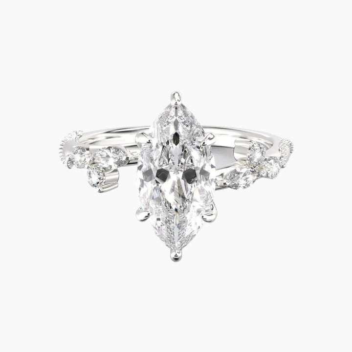 Chantilly Marquise Unique 1 Carat Lab Grown Diamond Engagement Ring in 14K White Gold
