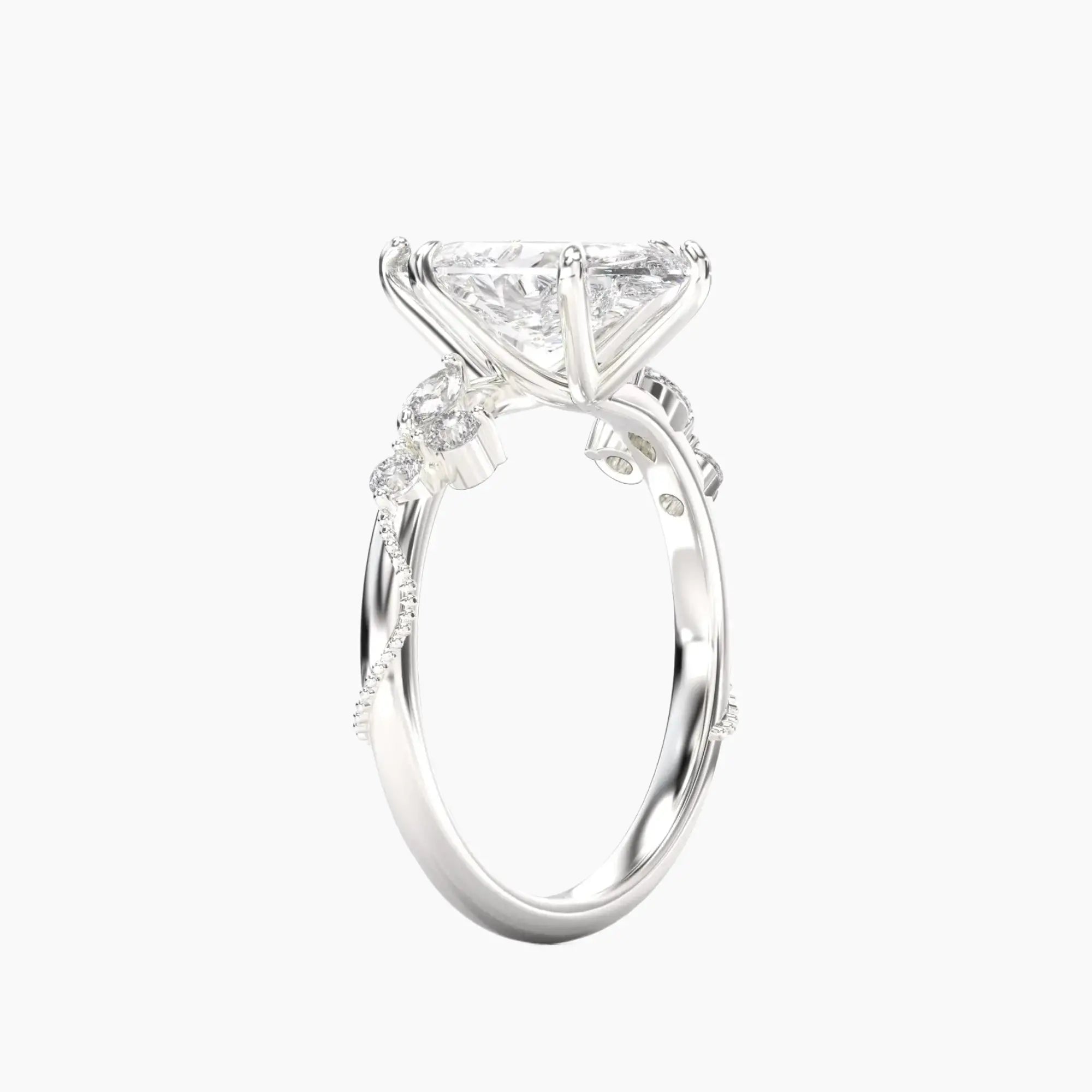 Chantilly Marquise Unique 1.5 Carat Lab Grown Diamond Engagement Ring in 14K Yellow Gold