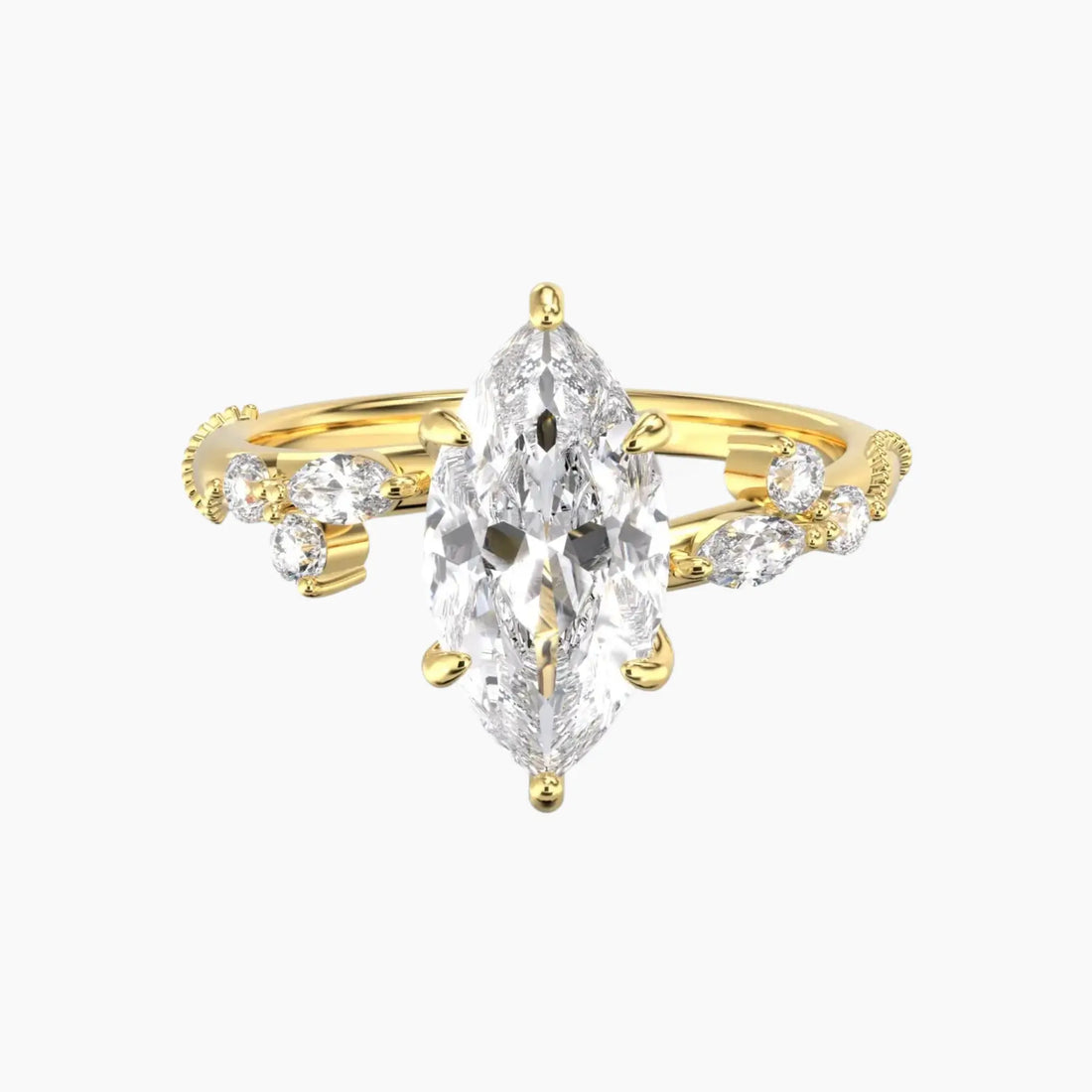 Chantilly Marquise Unique 2 Carat Lab Grown Diamond Engagement Ring in 18K White Gold
