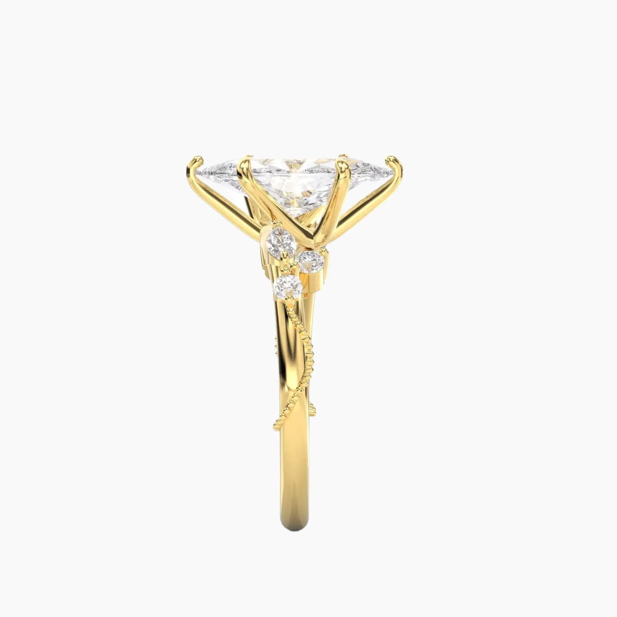 Chantilly Marquise Unique 1.5 Carat Lab Grown Diamond Engagement Ring in 14K Yellow Gold