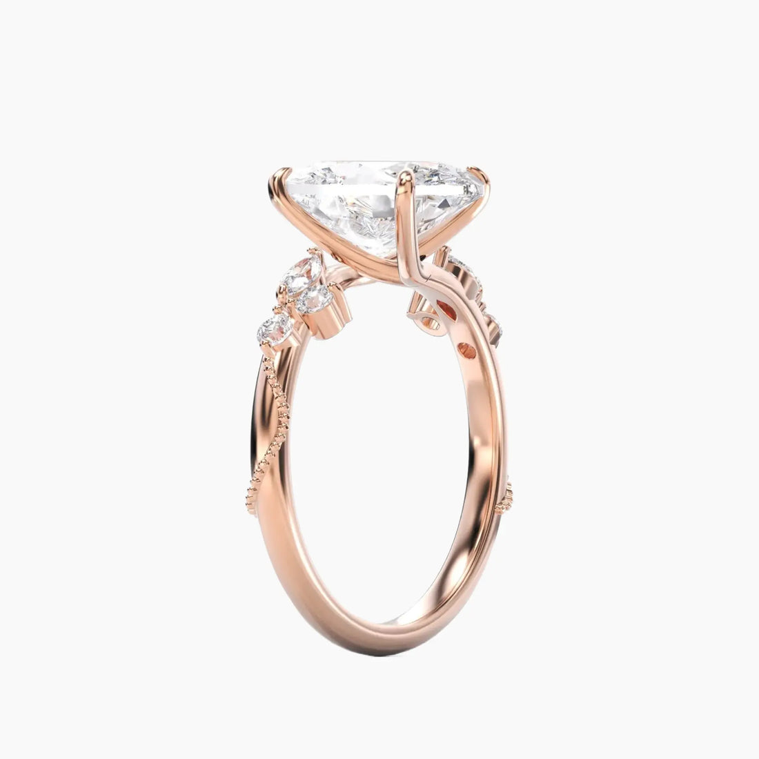 Chantilly Oval Unique Diamond Ring Setting in 14K Rose Gold