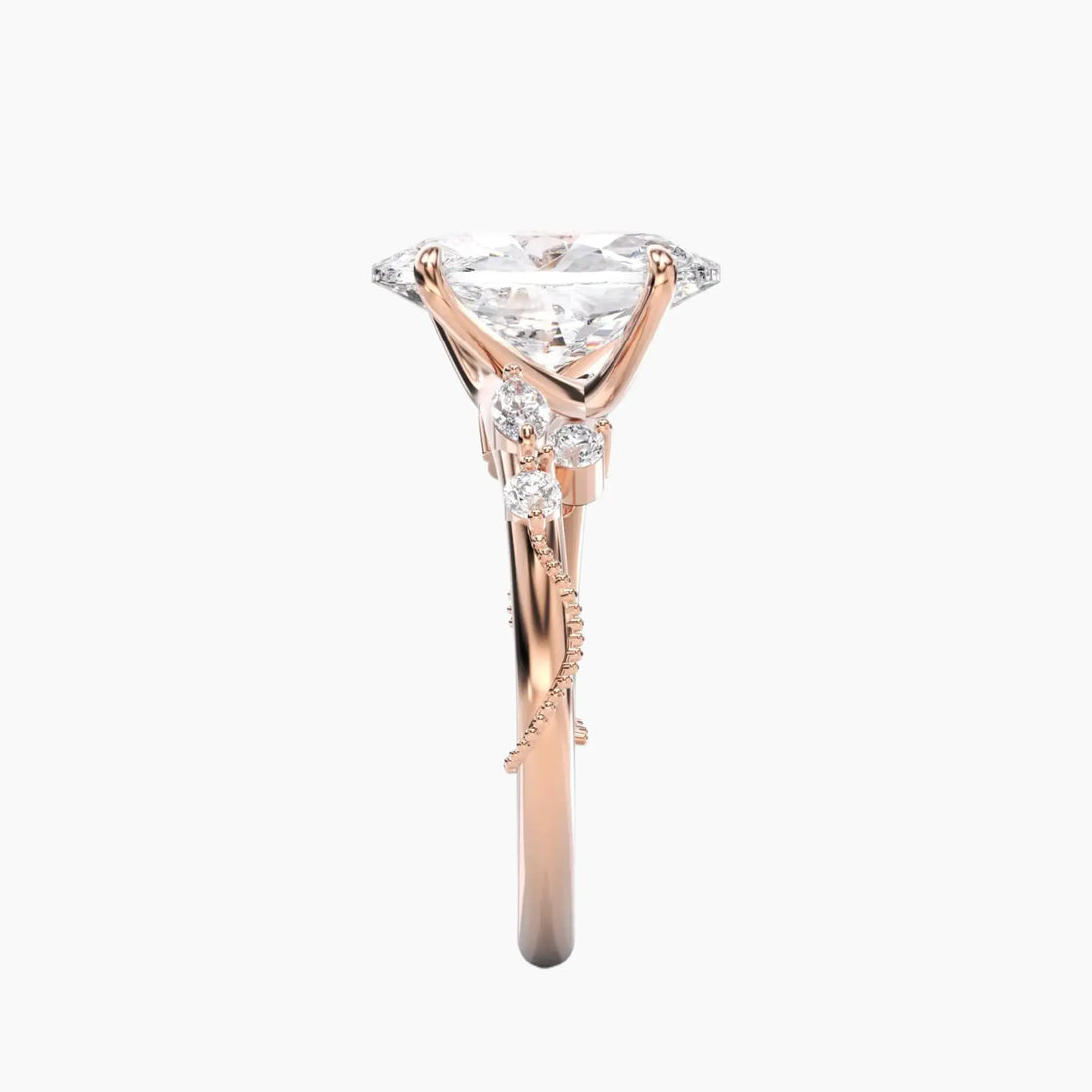 Chantilly Oval Unique Diamond Ring Setting in 14K White Gold