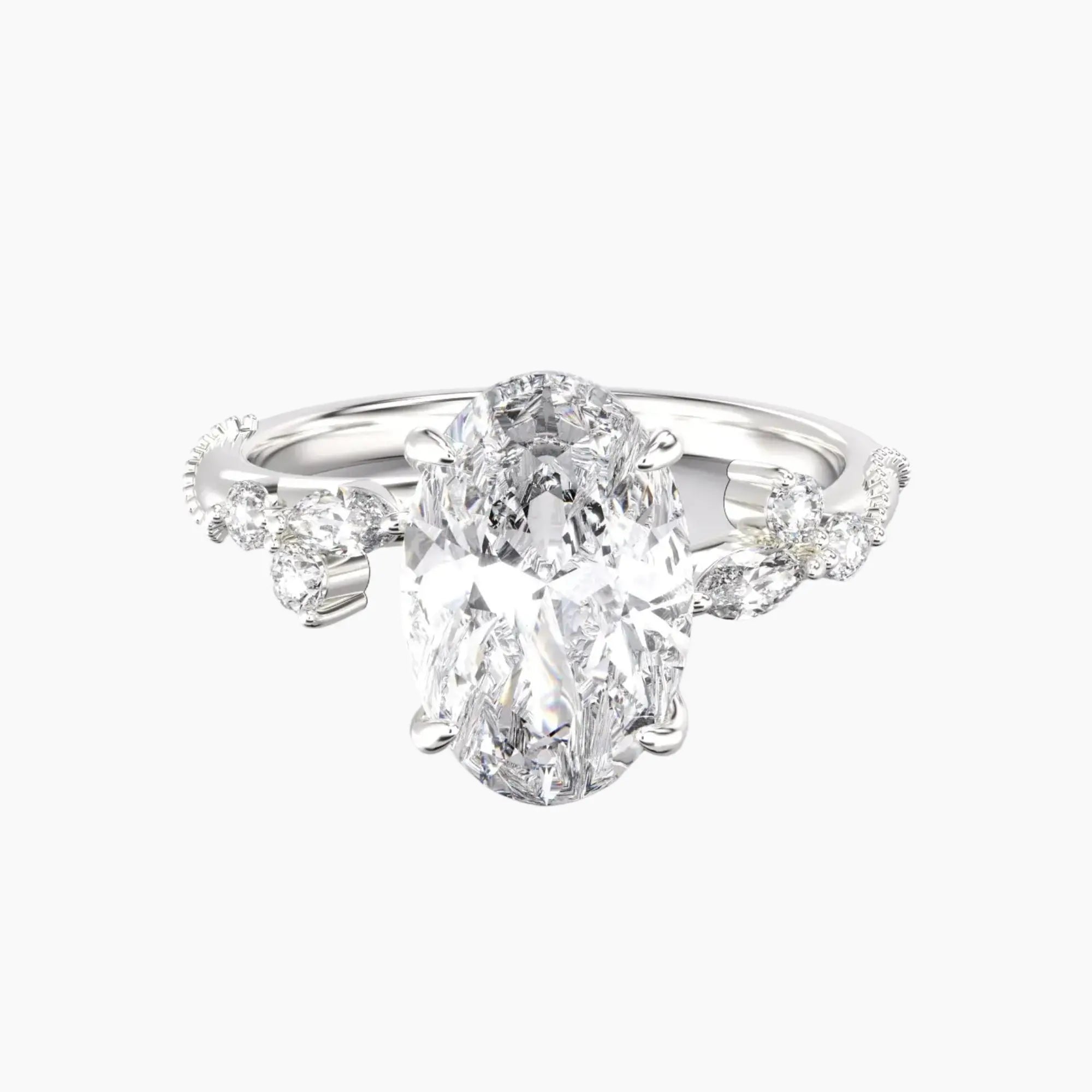Chantilly Oval Unique 2.5 Carat Lab Grown Diamond Engagement Ring in 14K Rose Gold