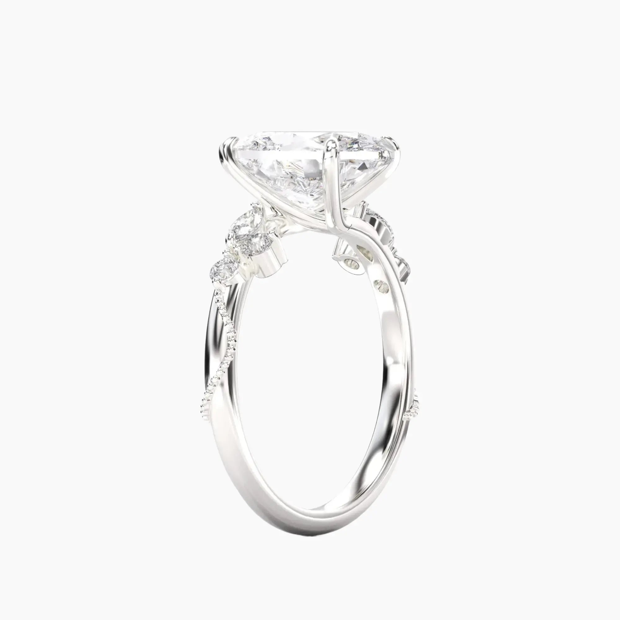 Chantilly Oval Unique 3 Carat Lab Grown Diamond Engagement Ring in 14K Rose Gold