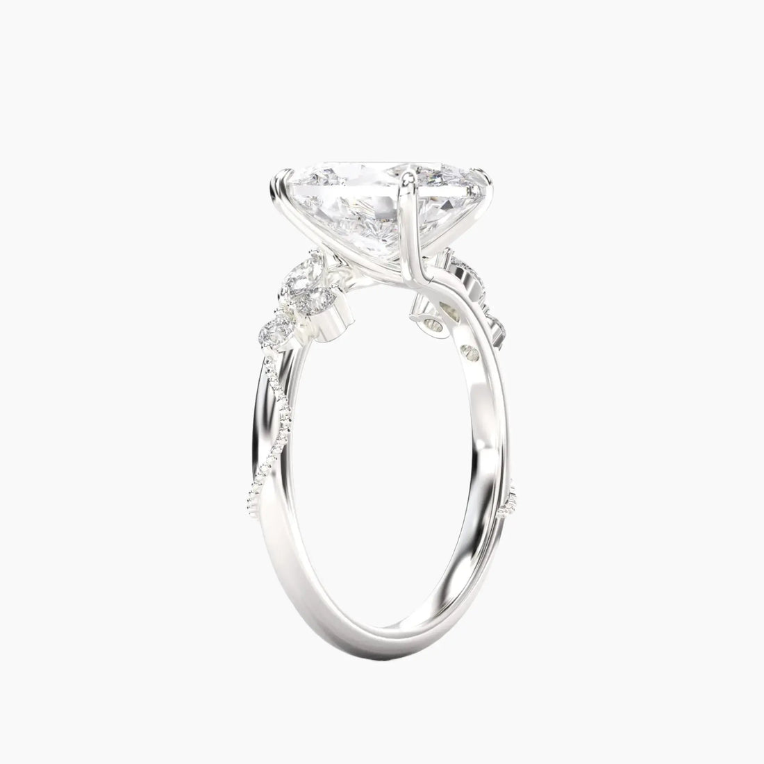 Chantilly Oval Unique 3 Carat Lab Grown Diamond Engagement Ring in 18K Rose Gold