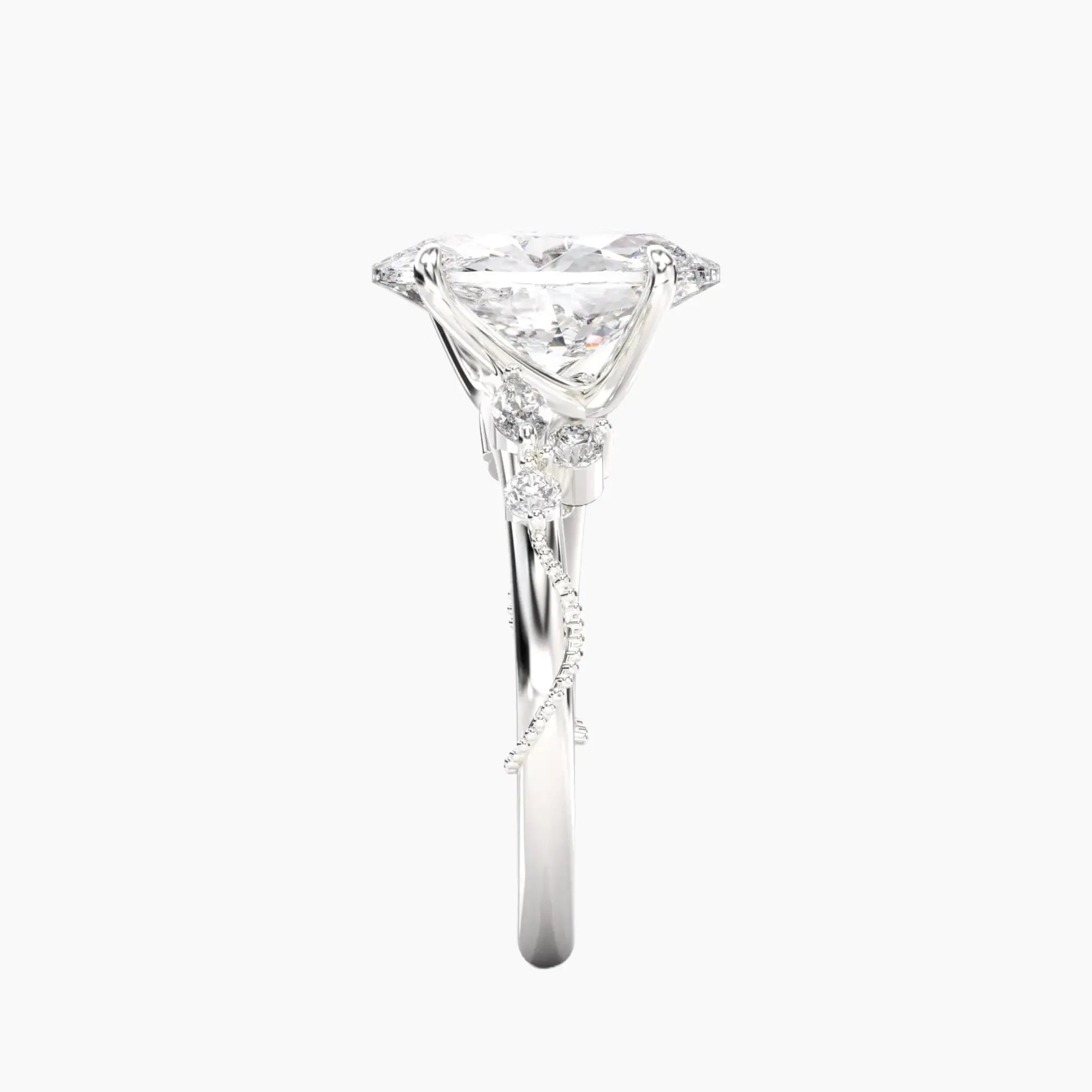 Chantilly Oval Unique 3 Carat Lab Grown Diamond Engagement Ring in 14K Rose Gold