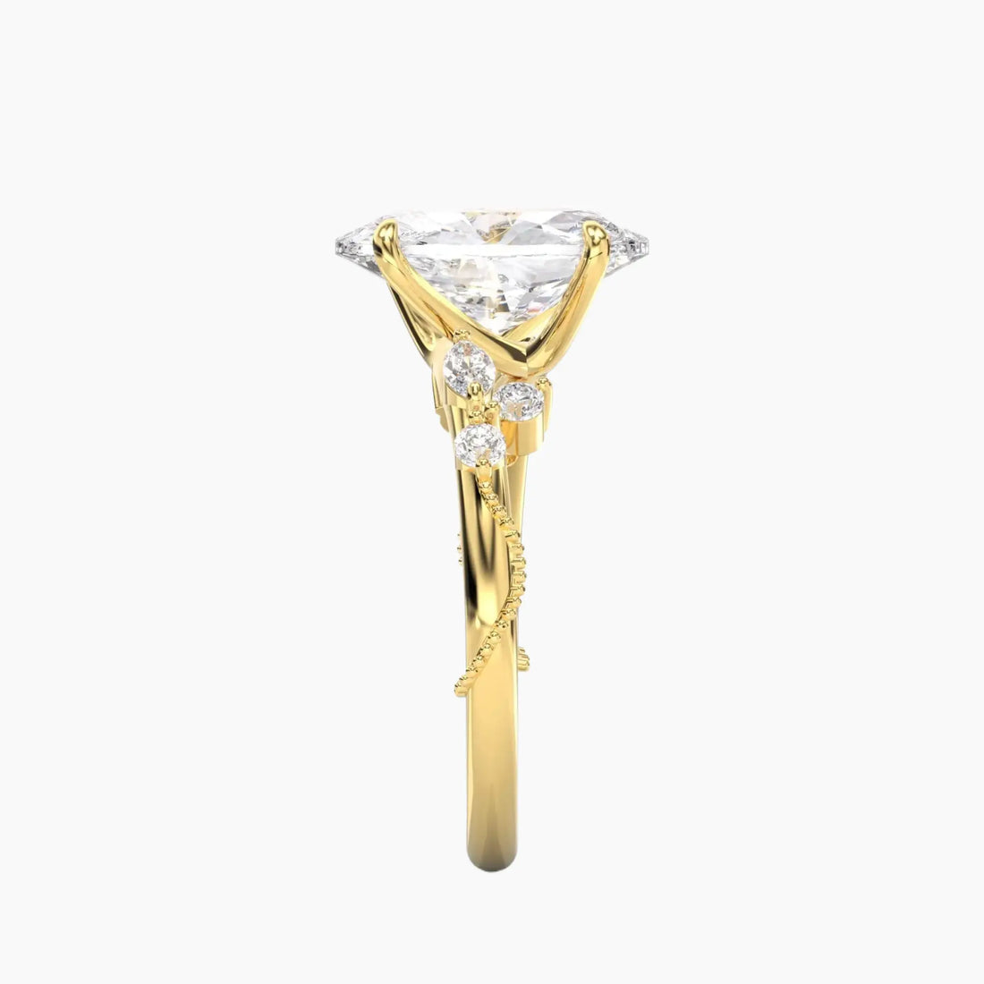 Chantilly Oval Unique Diamond Ring Setting in 14K White Gold