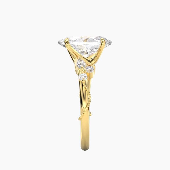 Chantilly Oval Unique 1.5 Carat Lab Grown Diamond Engagement Ring in 14K Rose Gold