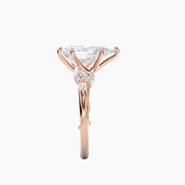 Chantilly Pear Unique 2 Carat Lab Grown Diamond Engagement Ring in 14K Yellow Gold