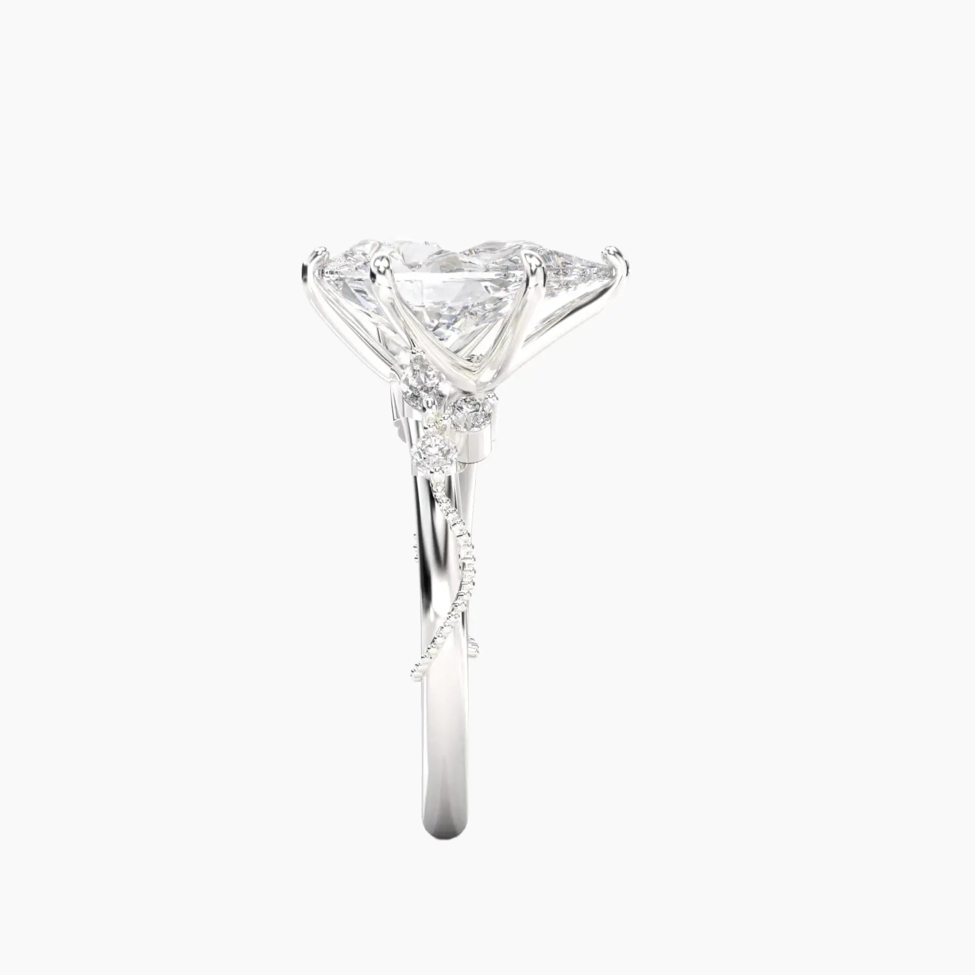 Chantilly Pear Unique 1.5 Carat Lab Grown Diamond Engagement Ring in 14K Rose Gold