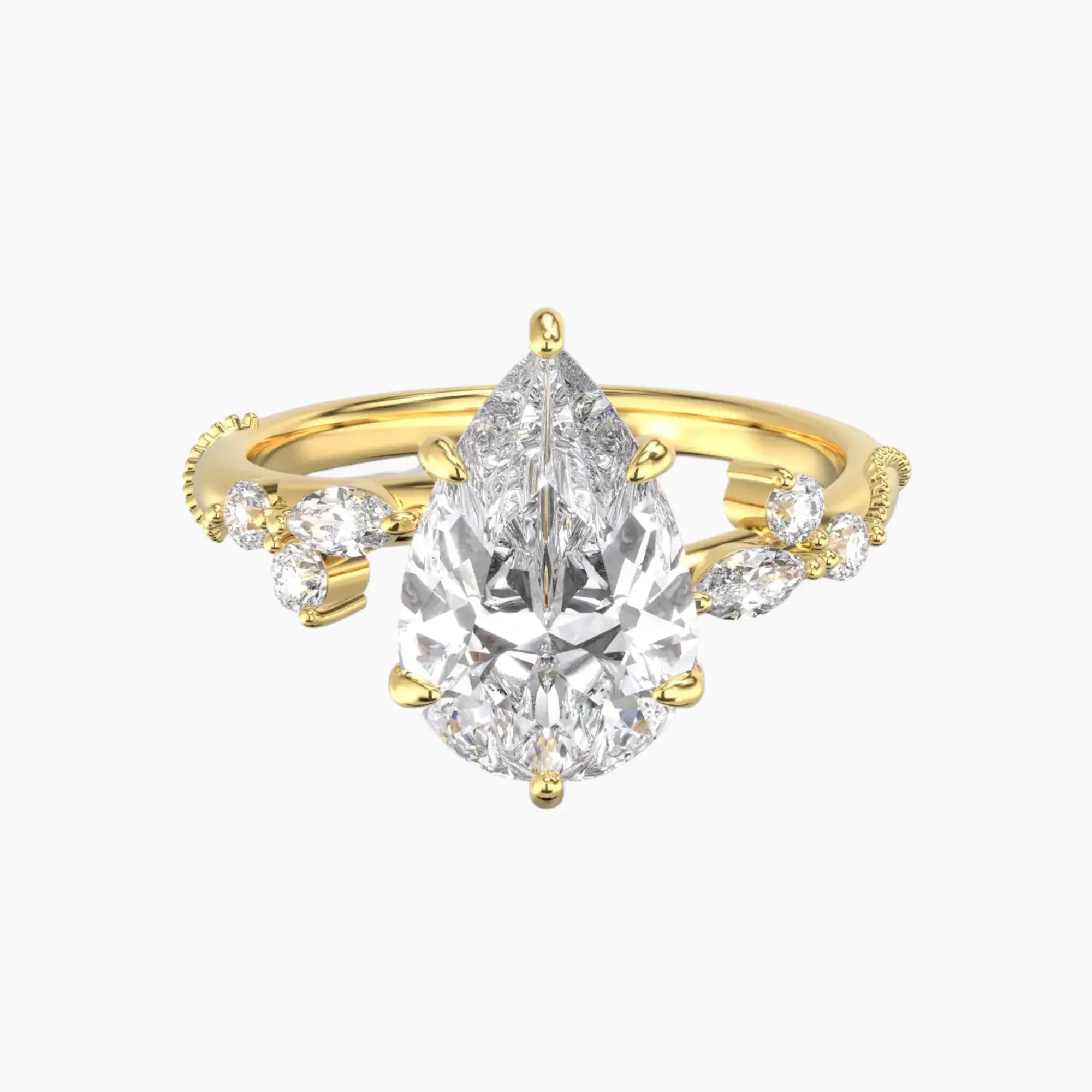 Chantilly Pear Unique Diamond Ring Setting in 14K Rose Gold
