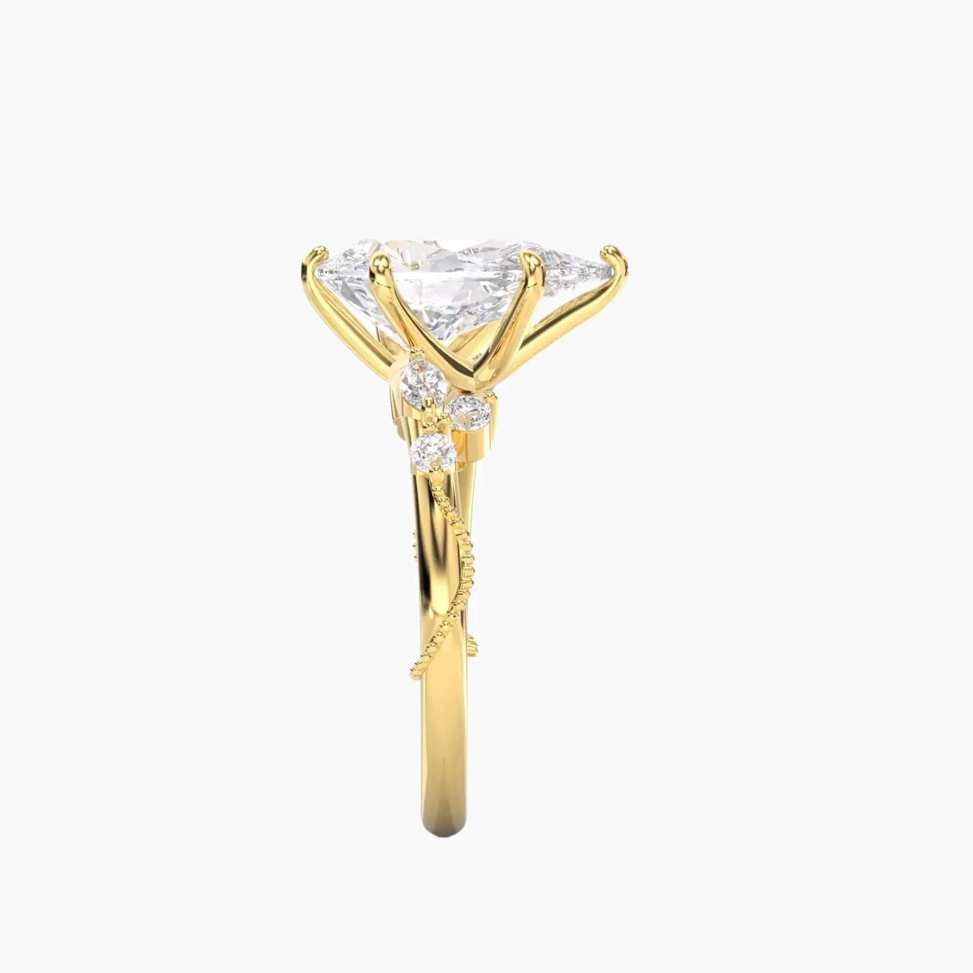 Chantilly Pear Unique 1 Carat Lab Grown Diamond Engagement Ring in 18K Rose Gold