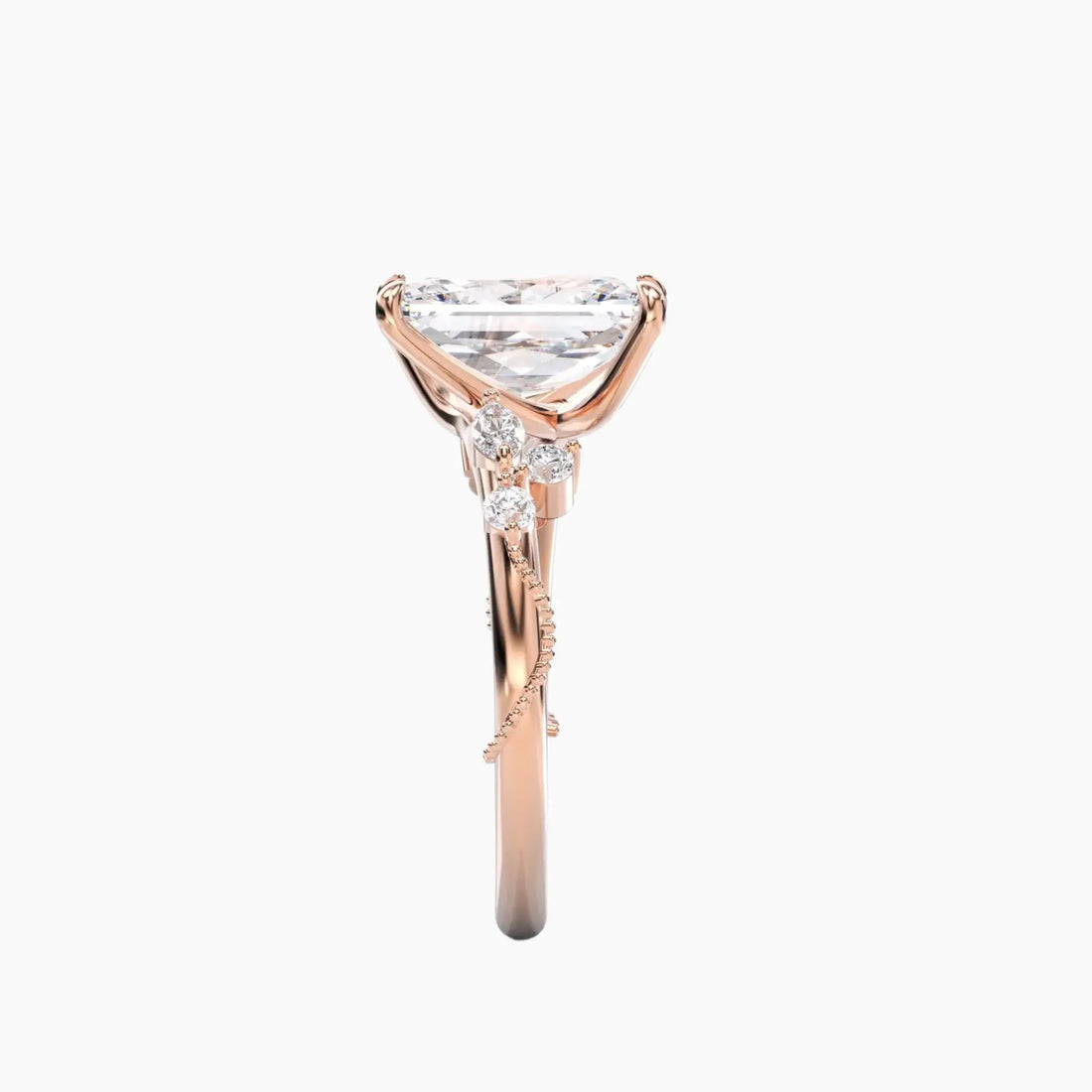 Chantilly Radiant Unique Diamond Ring Setting in 14K White Gold
