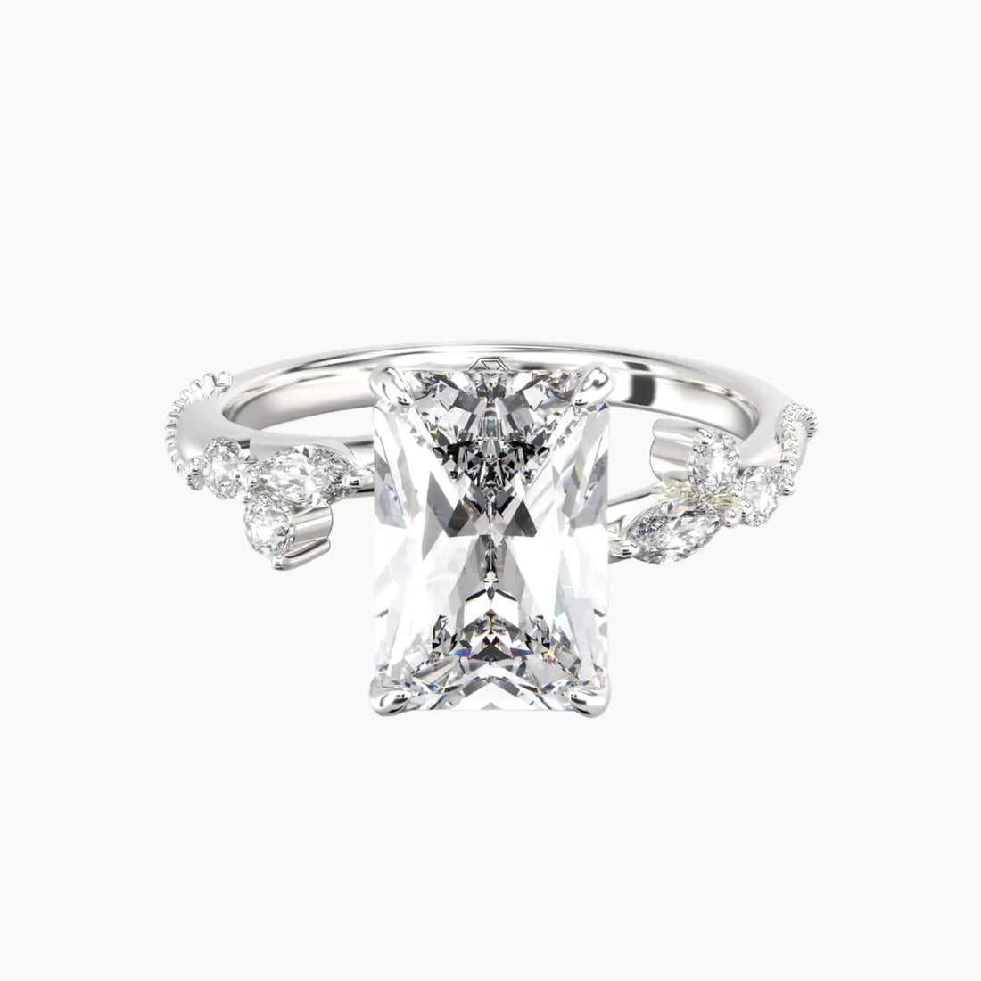 Chantilly Radiant Unique Diamond Ring Setting in 18K Rose Gold