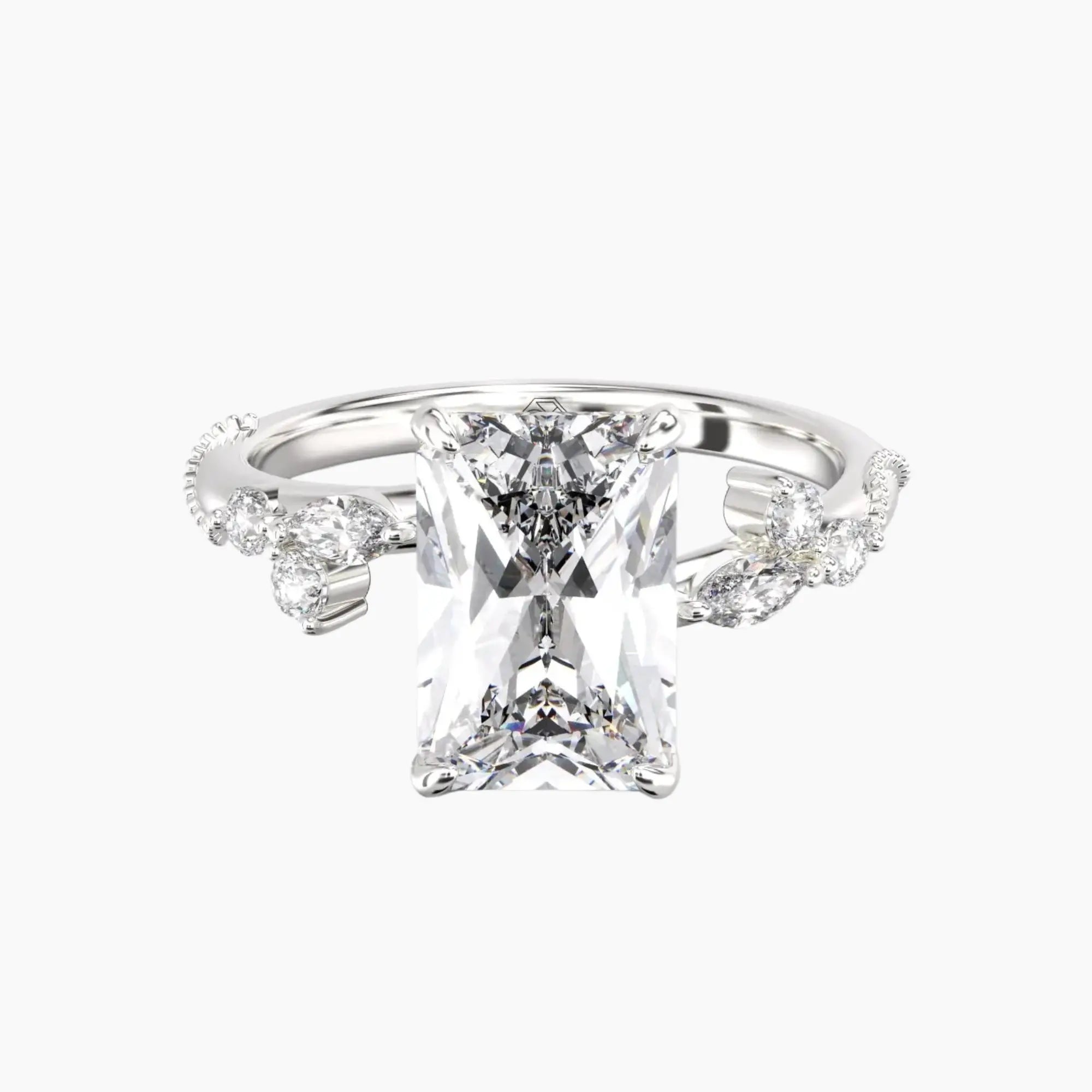 Chantilly Radiant Unique Diamond Ring Setting in 14K Yellow Gold