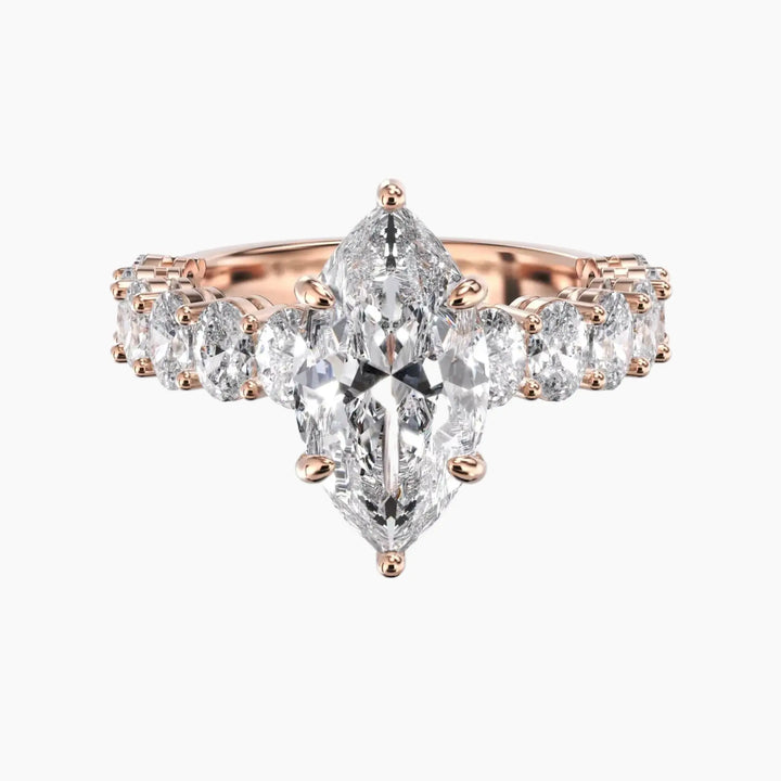 Celestia Marquise Hidden Halo 3 Carat Lab Grown Diamond Engagement Ring in 18K Rose Gold