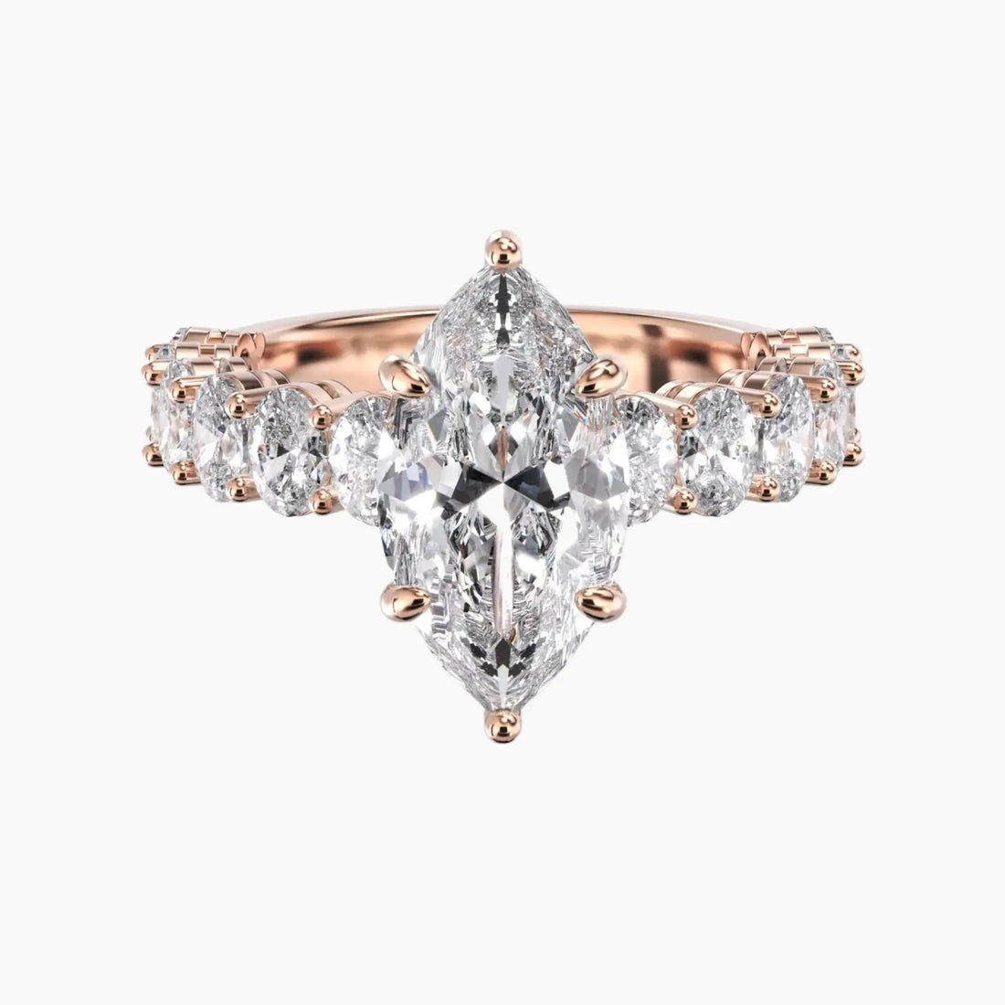 Celestia Marquise Hidden Halo 2 Carat Lab Grown Diamond Engagement Ring in 18K Rose Gold