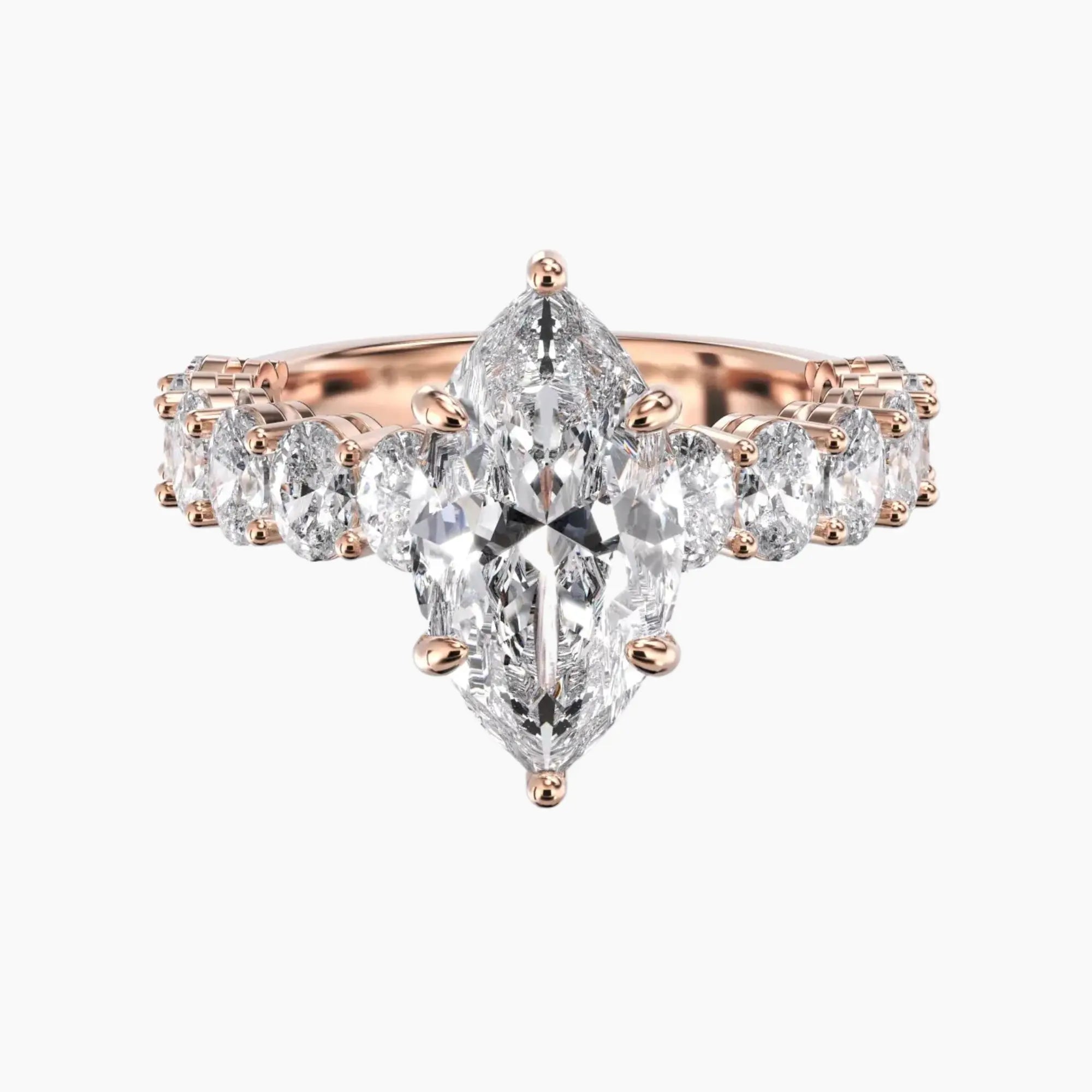 Celestia Marquise Hidden Halo Diamond Ring Setting in 18K White Gold