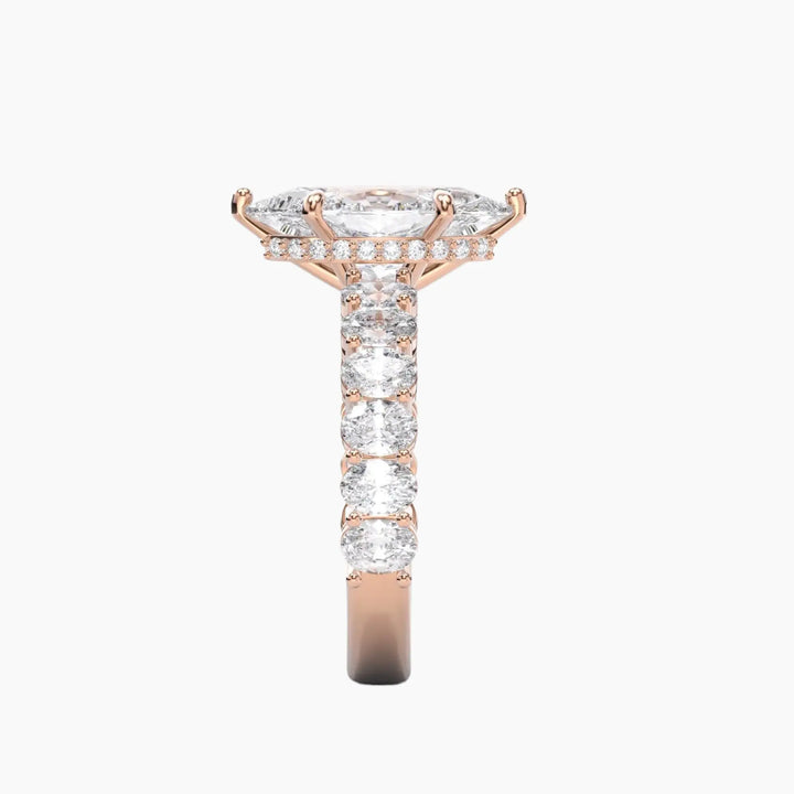 Celestia Marquise Hidden Halo 3 Carat Lab Grown Diamond Engagement Ring in 18K Yellow Gold