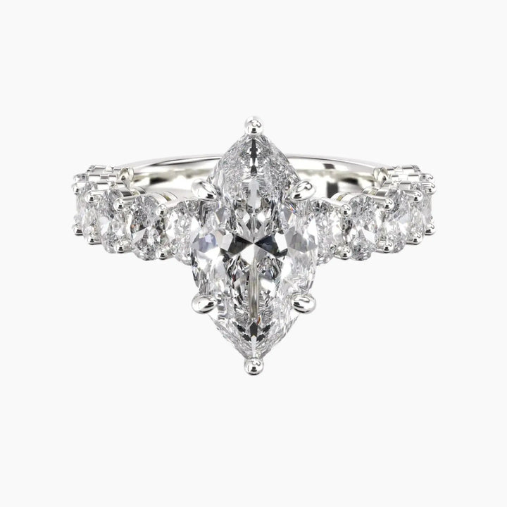 Celestia Marquise Hidden Halo 3 Carat Lab Grown Diamond Engagement Ring in 14K White Gold
