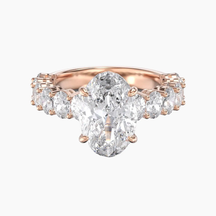 Celestia Oval Hidden Halo 3 Carat Lab Grown Diamond Engagement Ring in 14K Rose Gold