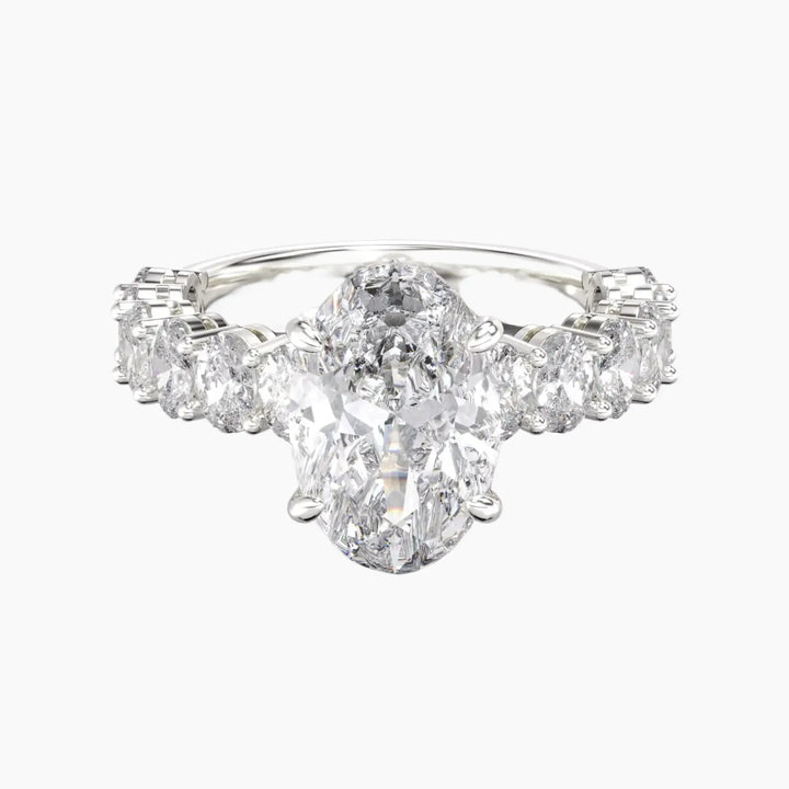 Celestia Oval Hidden Halo 3 Carat Lab Grown Diamond Engagement Ring in 14K White Gold