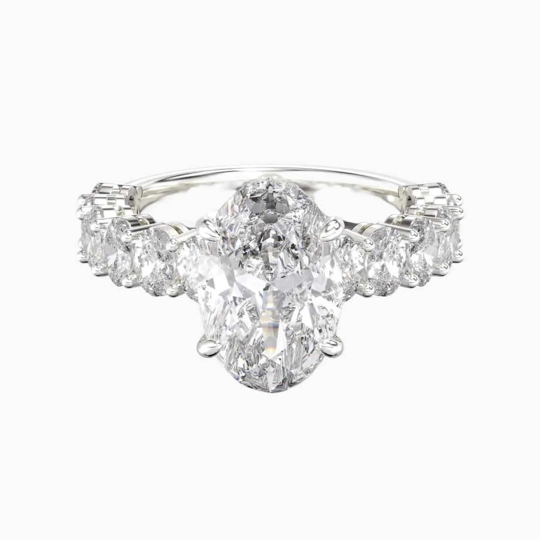 Celestia Oval Hidden Halo 2 Carat Lab Grown Diamond Engagement Ring in 14K White Gold