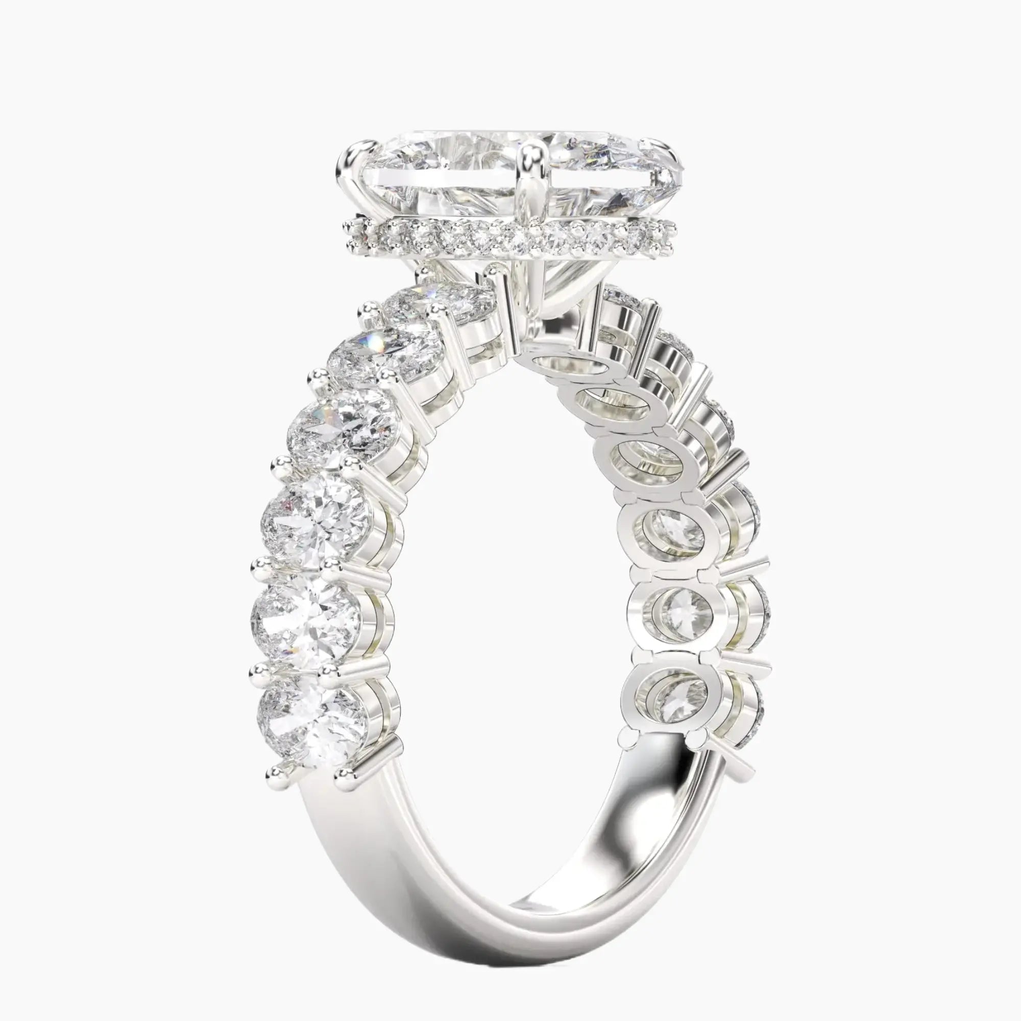 Celestia Oval Hidden Halo 2 Carat Lab Grown Diamond Engagement Ring in 18K White Gold