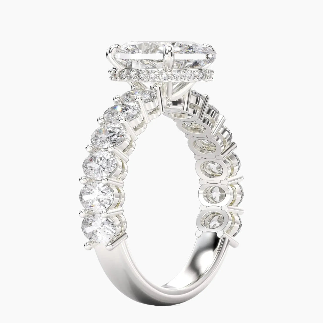 Celestia Oval Hidden Halo Diamond Ring Setting in 14K Rose Gold