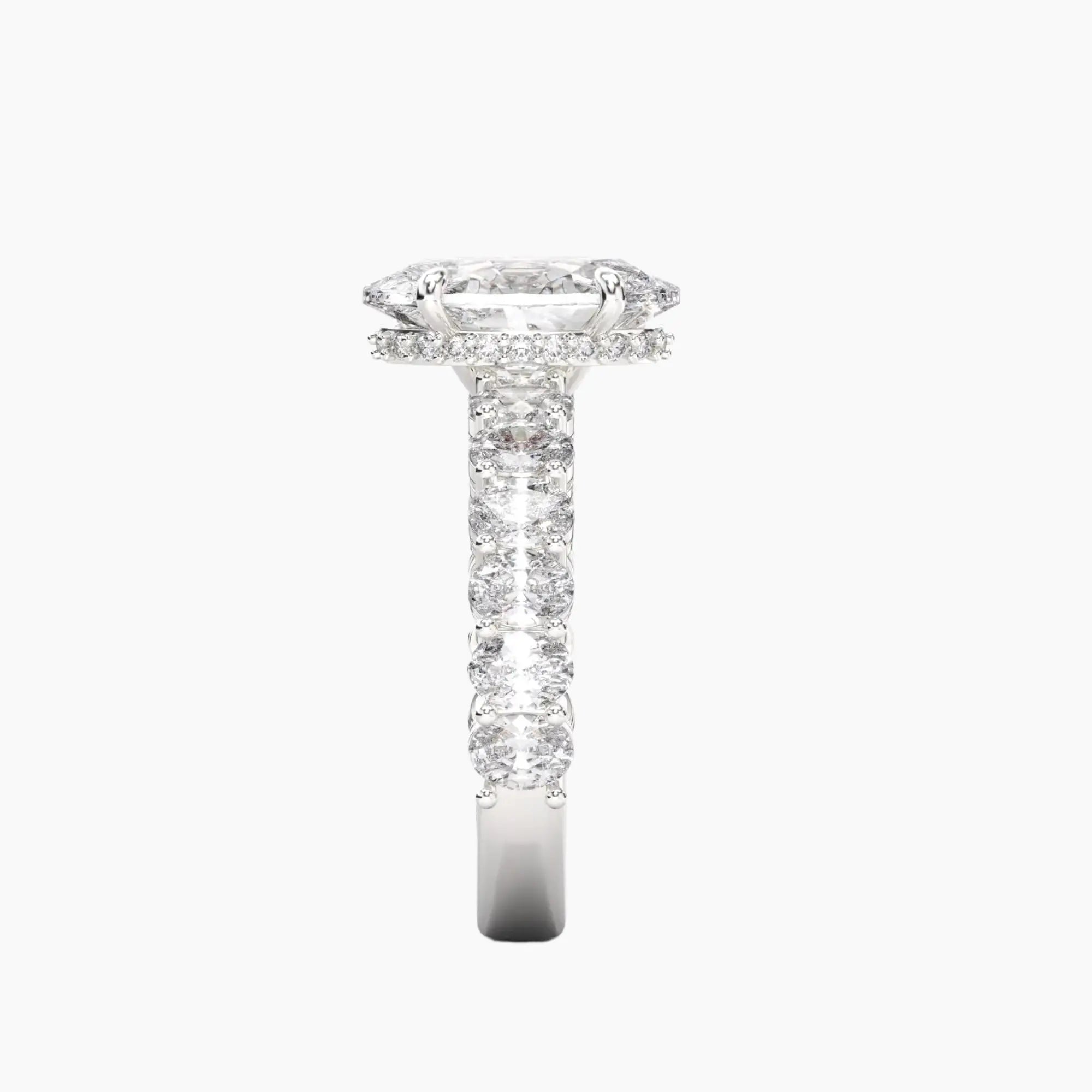 Celestia Oval Hidden Halo 2 Carat Lab Grown Diamond Engagement Ring in 18K White Gold