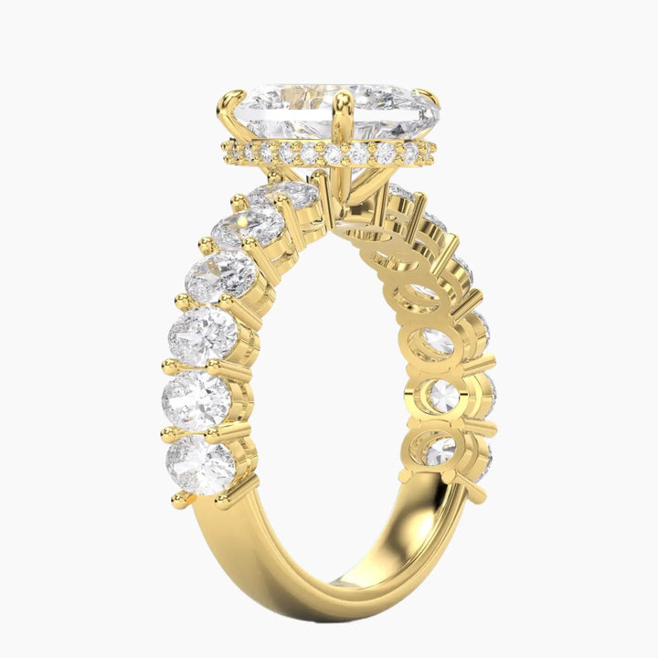 Celestia Oval Hidden Halo 1.5 Carat Lab Grown Diamond Engagement Ring in 18K Yellow Gold