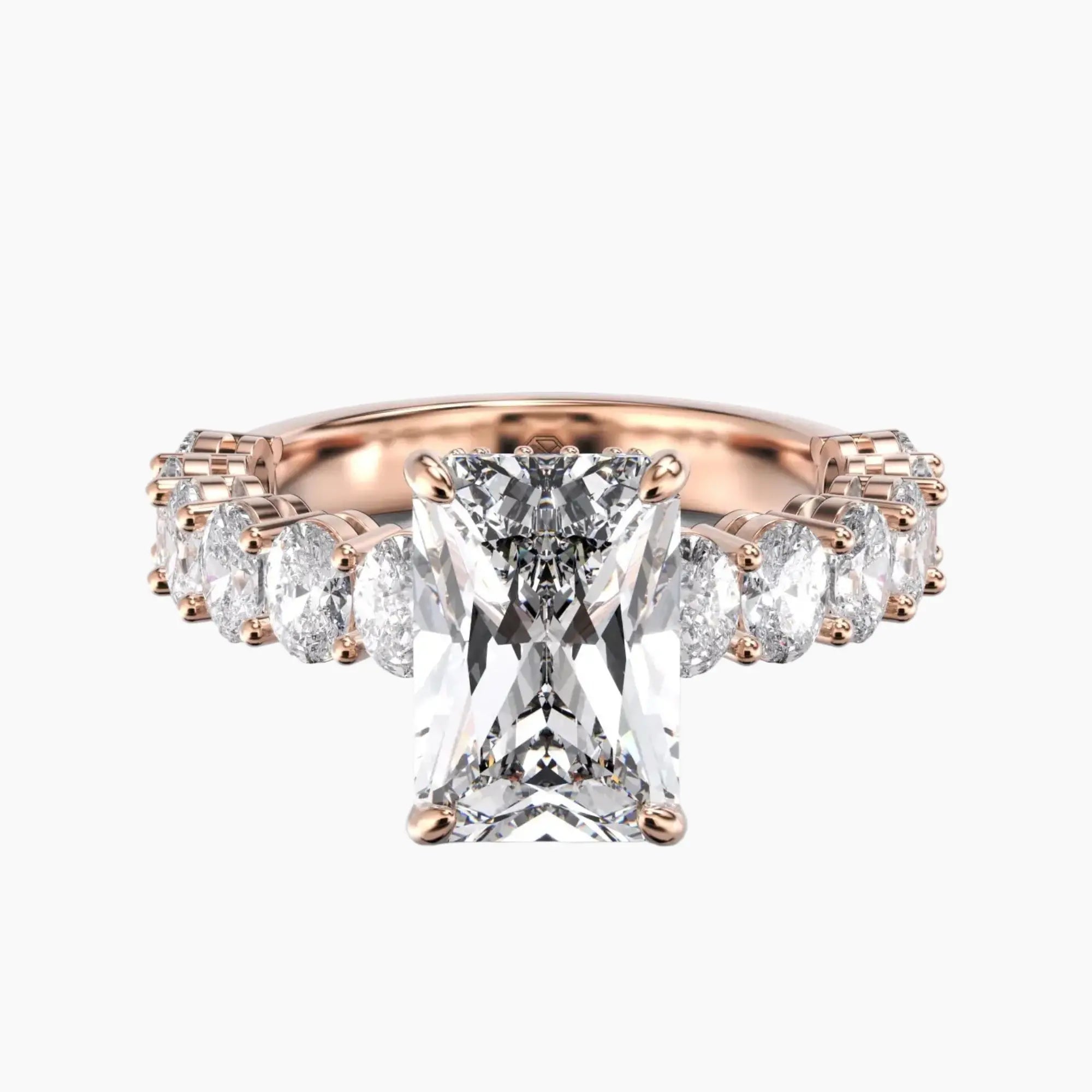 Celestia Radiant Hidden Halo 3 Carat Lab Grown Diamond Engagement Ring in 18K Rose Gold