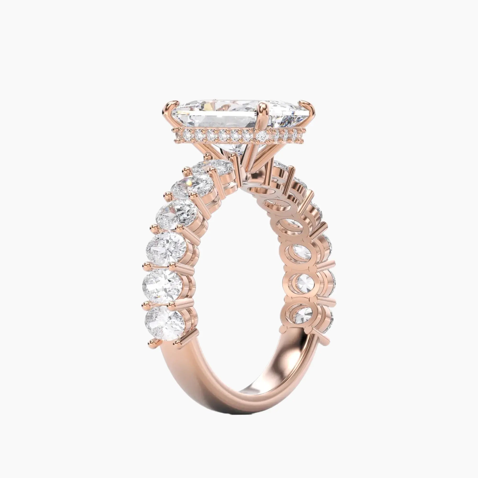 Celestia Radiant Hidden Halo 2.5 Carat Lab Grown Diamond Engagement Ring in 18K Rose Gold