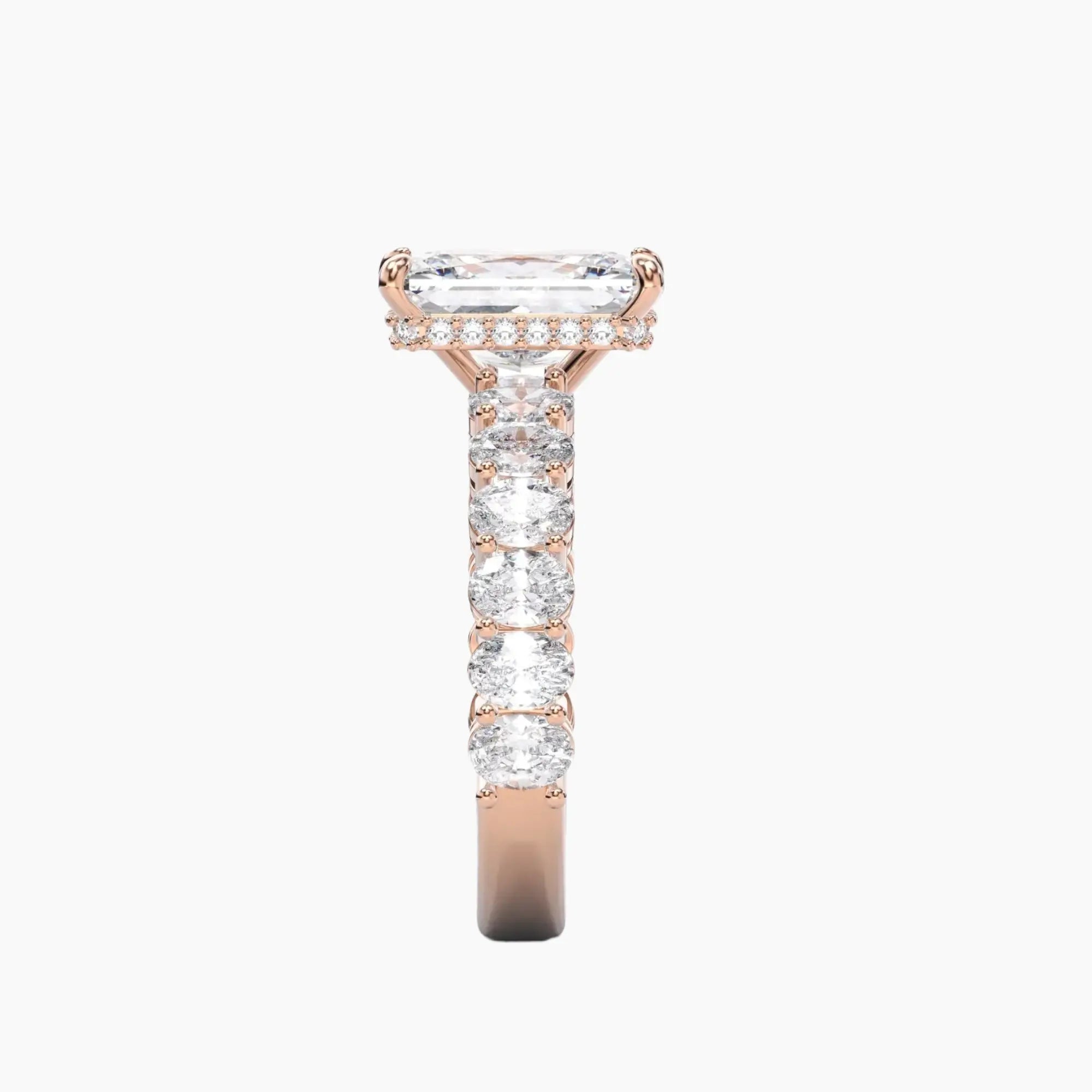 Celestia Radiant Hidden Halo 3 Carat Lab Grown Diamond Engagement Ring in 18K Rose Gold