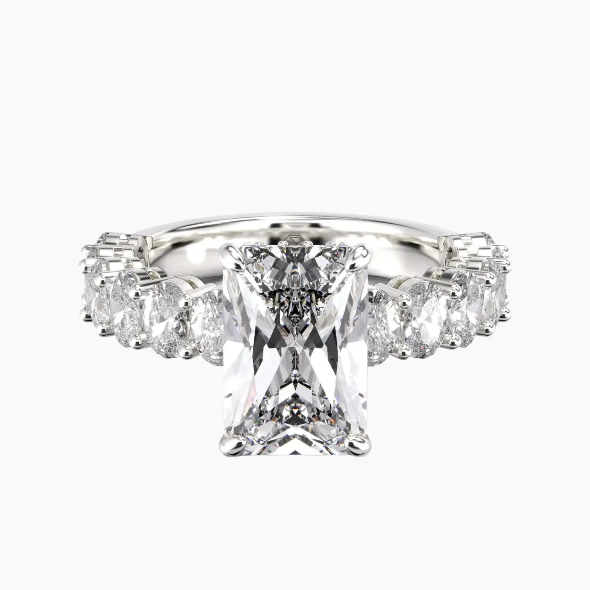 Celestia Radiant Hidden Halo Diamond Ring Setting in 18K White Gold